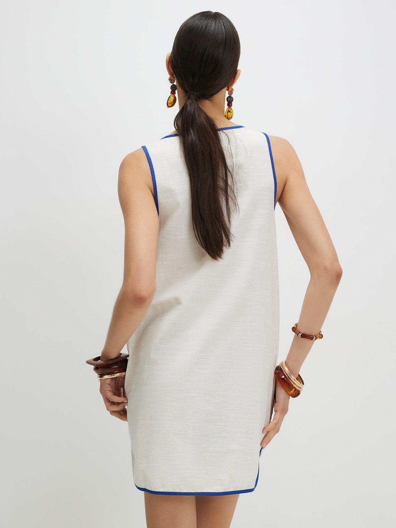 Image 2 of 4 of River Island Sun Embroidered Border Dress - Cream