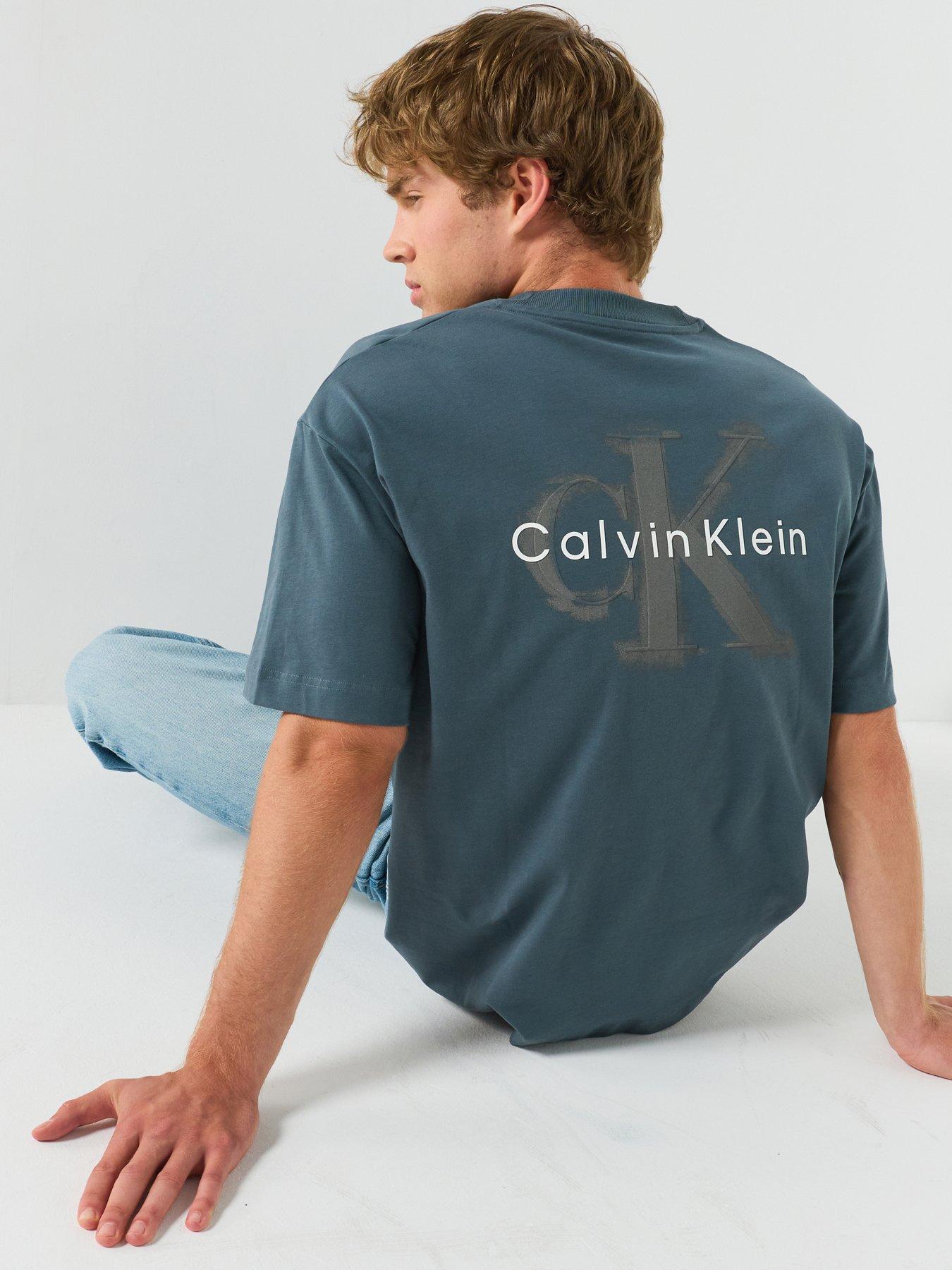 Calvin Klein Jeans Oversized Back Print Monologo T-Shirt, Dark Green, Size M, Men