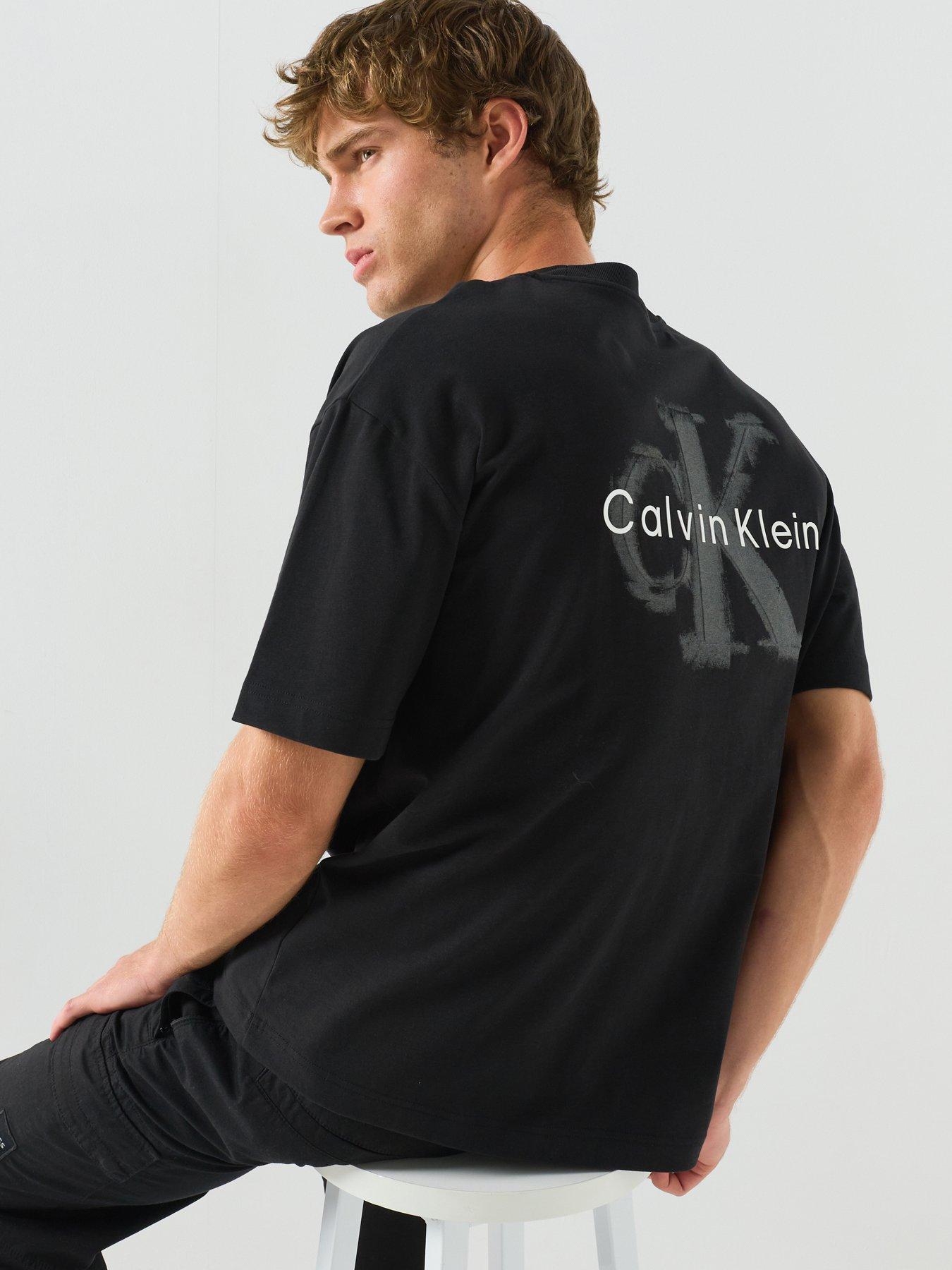 Calvin Klein Jeans Oversized Back Print Monologo T-Shirt, Black, Size M, Men