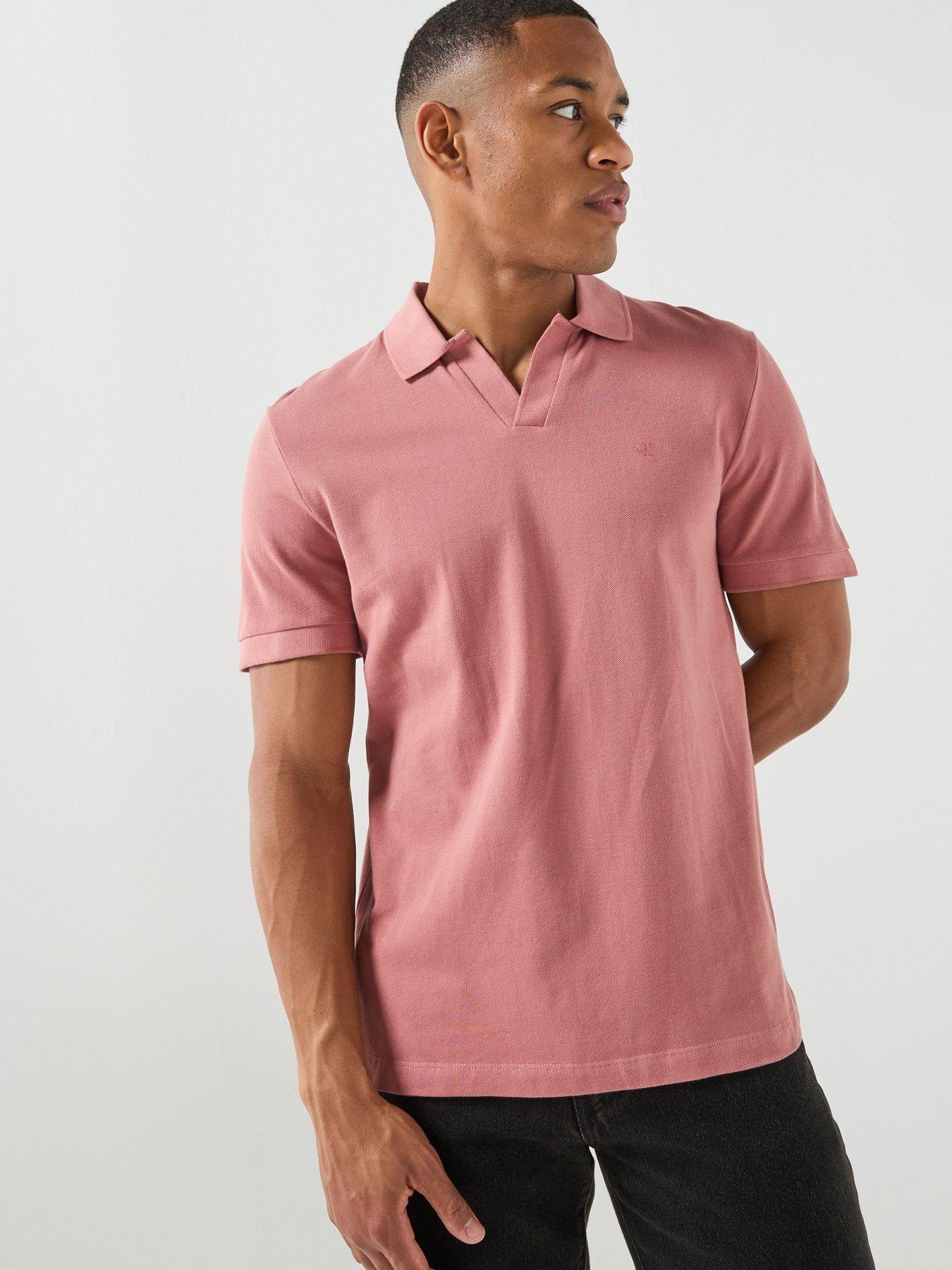 Image 1 of 5 of Calvin Klein Jeans Open Collar Casual Pique Polo Shirt - Red