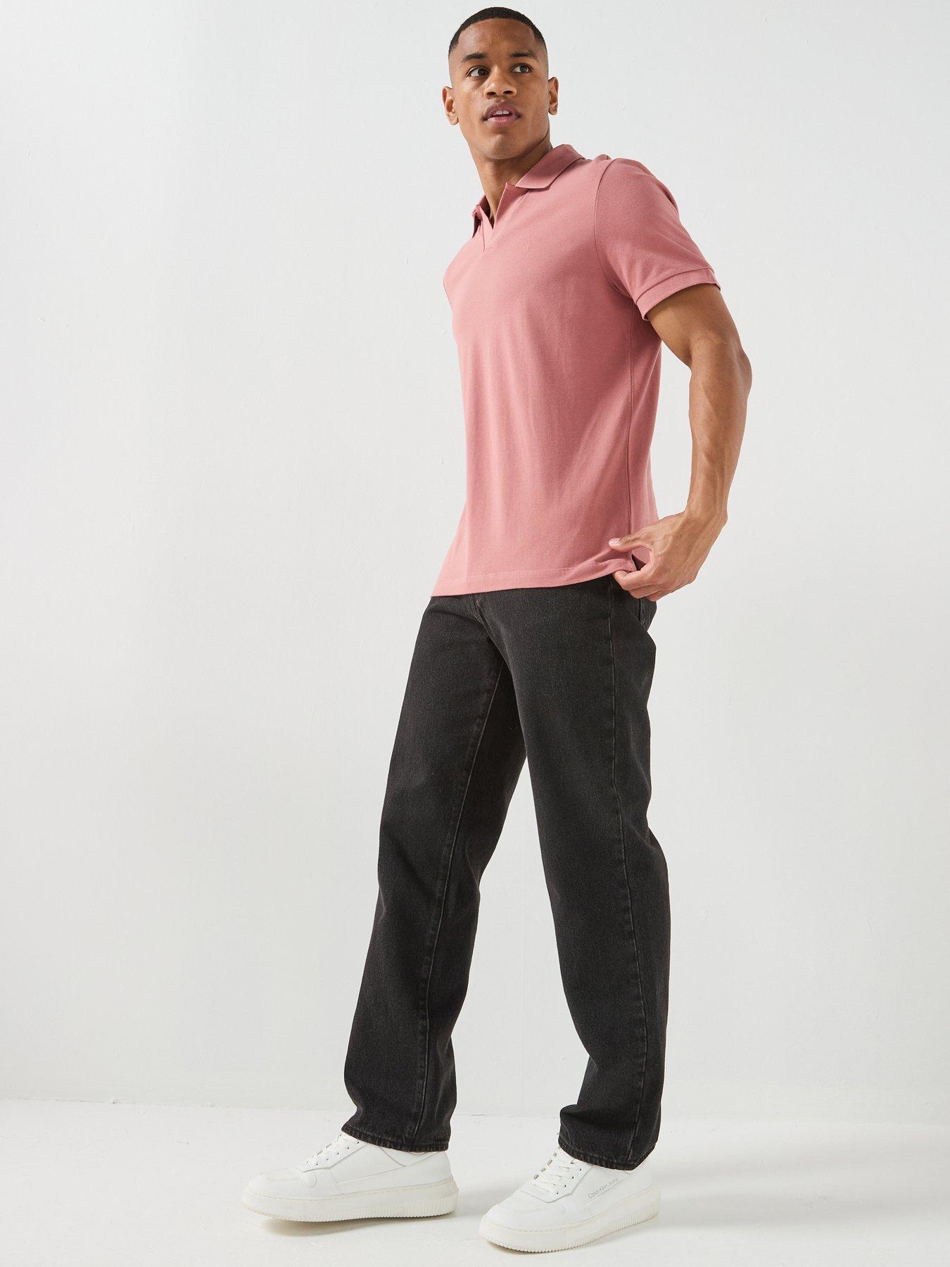 Image 3 of 5 of Calvin Klein Jeans Open Collar Casual Pique Polo Shirt - Red