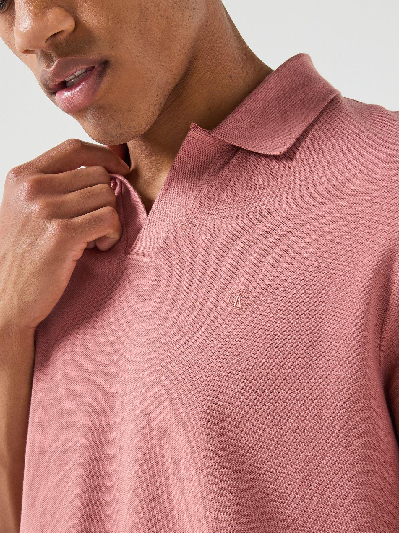 Image 4 of 5 of Calvin Klein Jeans Open Collar Casual Pique Polo Shirt - Red