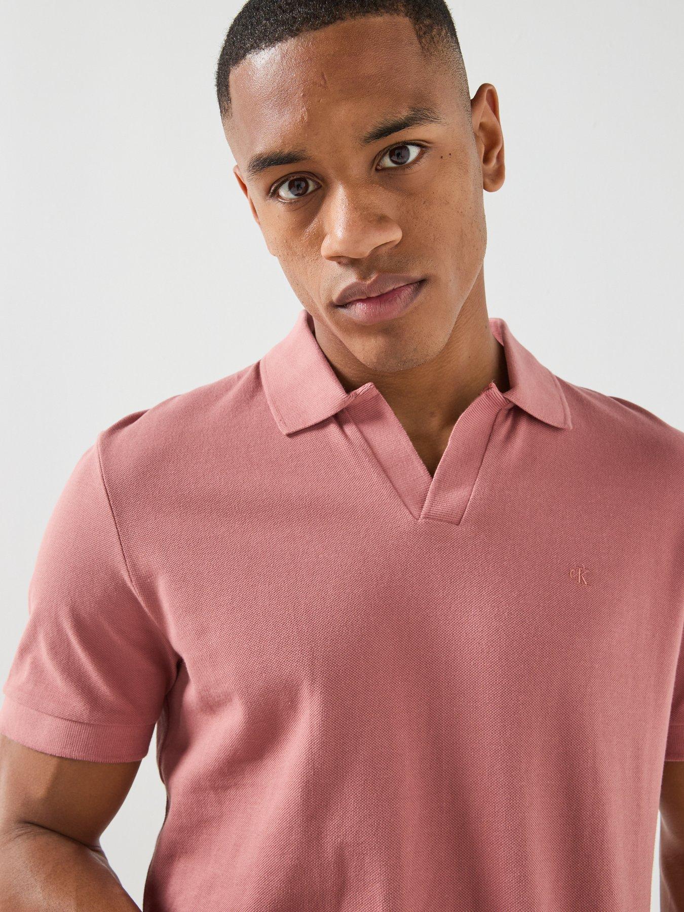 Image 5 of 5 of Calvin Klein Jeans Open Collar Casual Pique Polo Shirt - Red