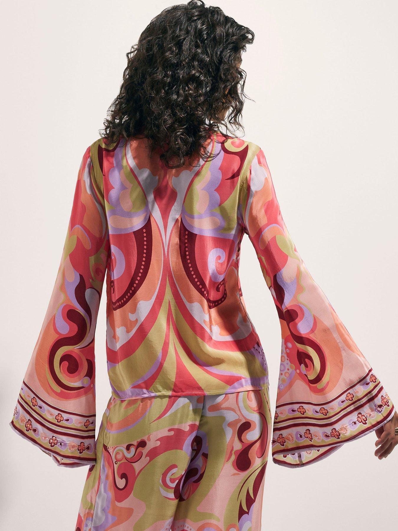Image 2 of 6 of River Island Swirl Print Cover Up - Orange
