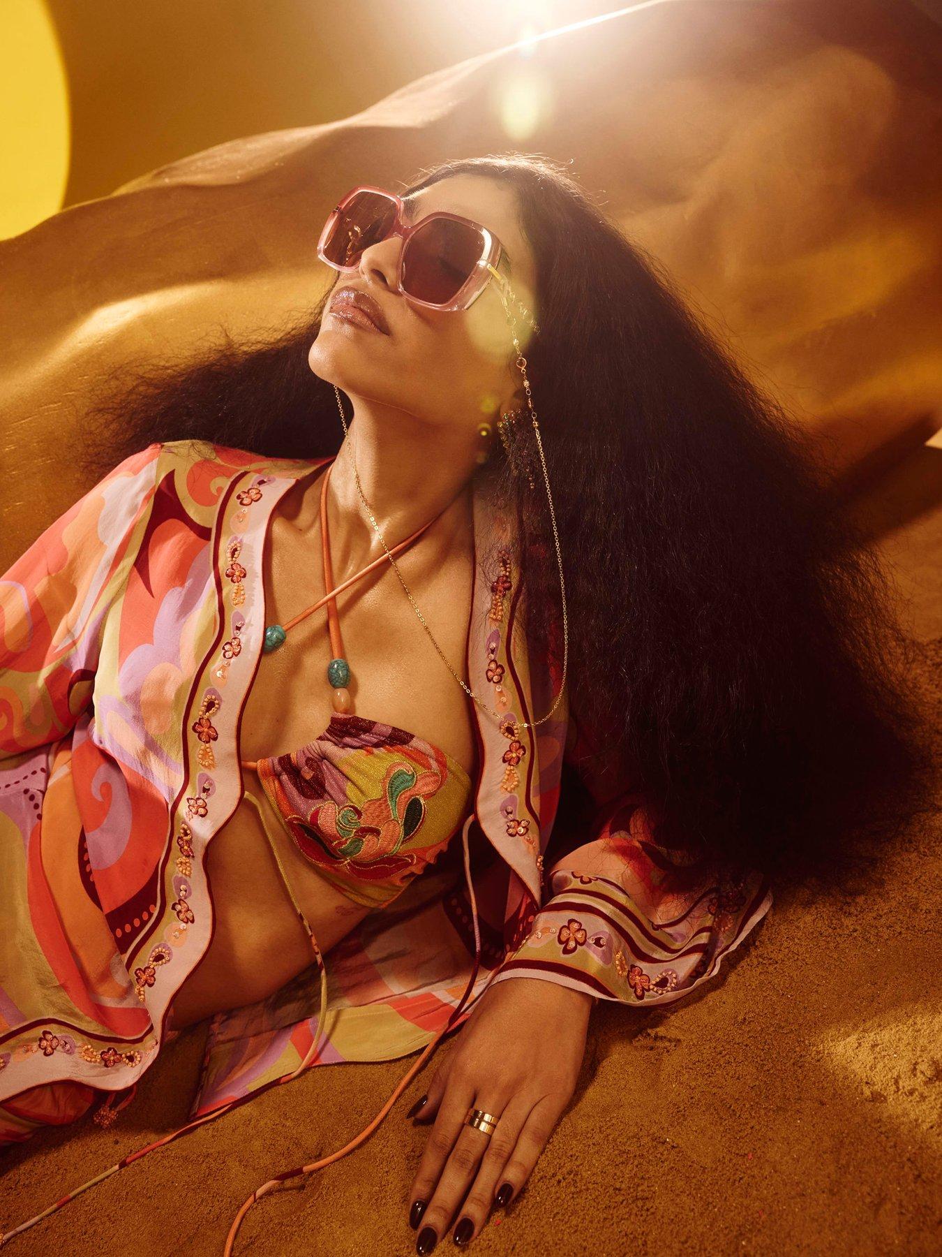 Image 4 of 6 of River Island Swirl Print Cover Up - Orange