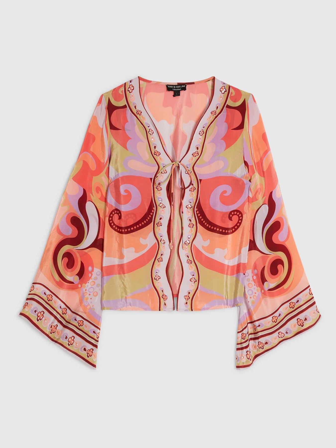 Image 5 of 6 of River Island Swirl Print Cover Up - Orange