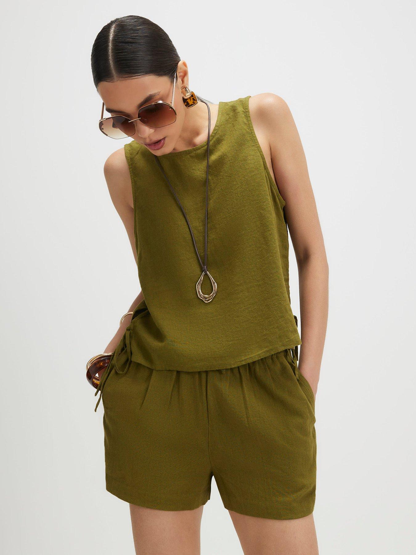 River Island Linen Tank Top - Green