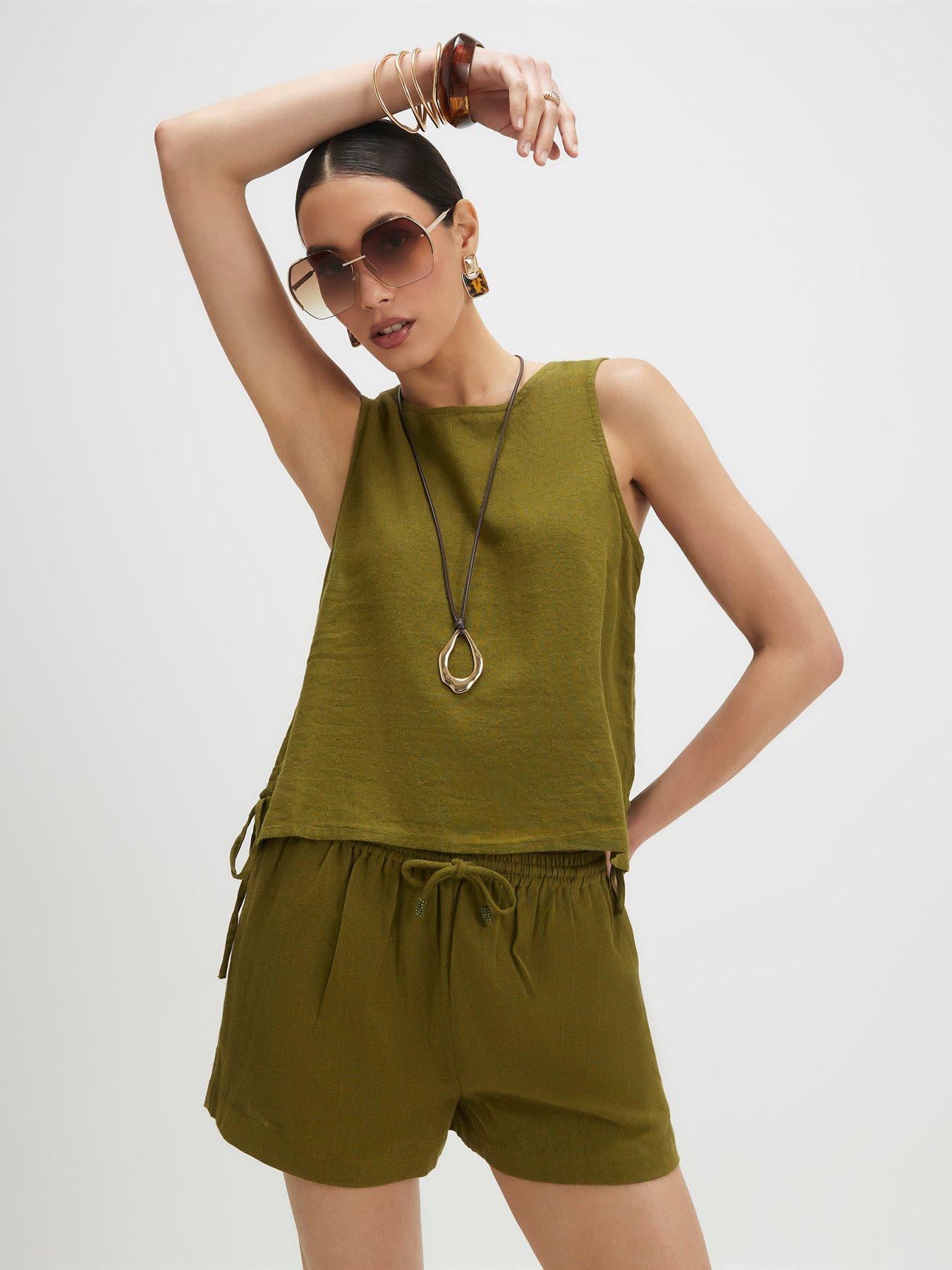 River Island Linen Shorts - Green