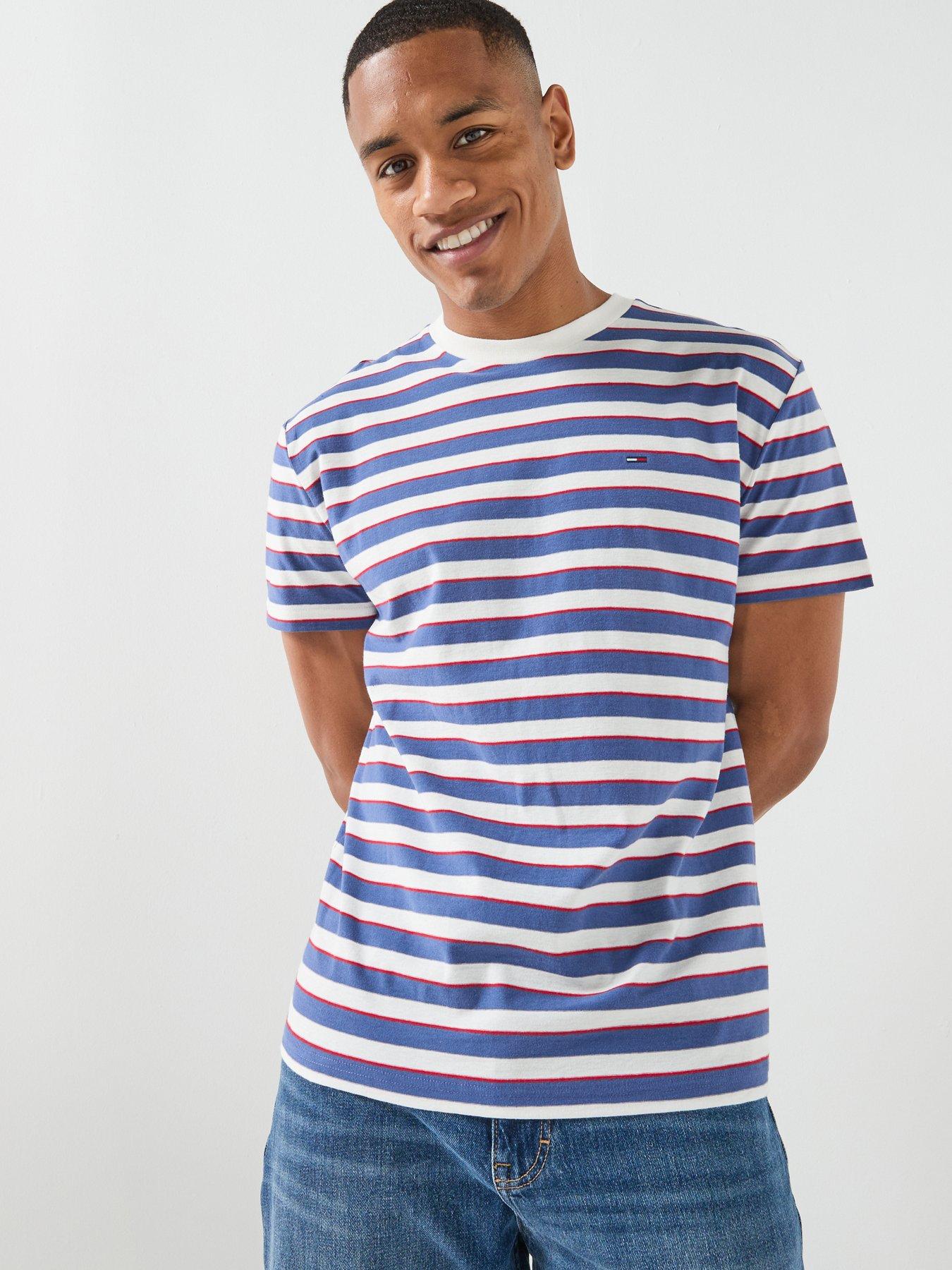 Tommy Jeans Stripe T-Shirt, Blue, Size M, Men