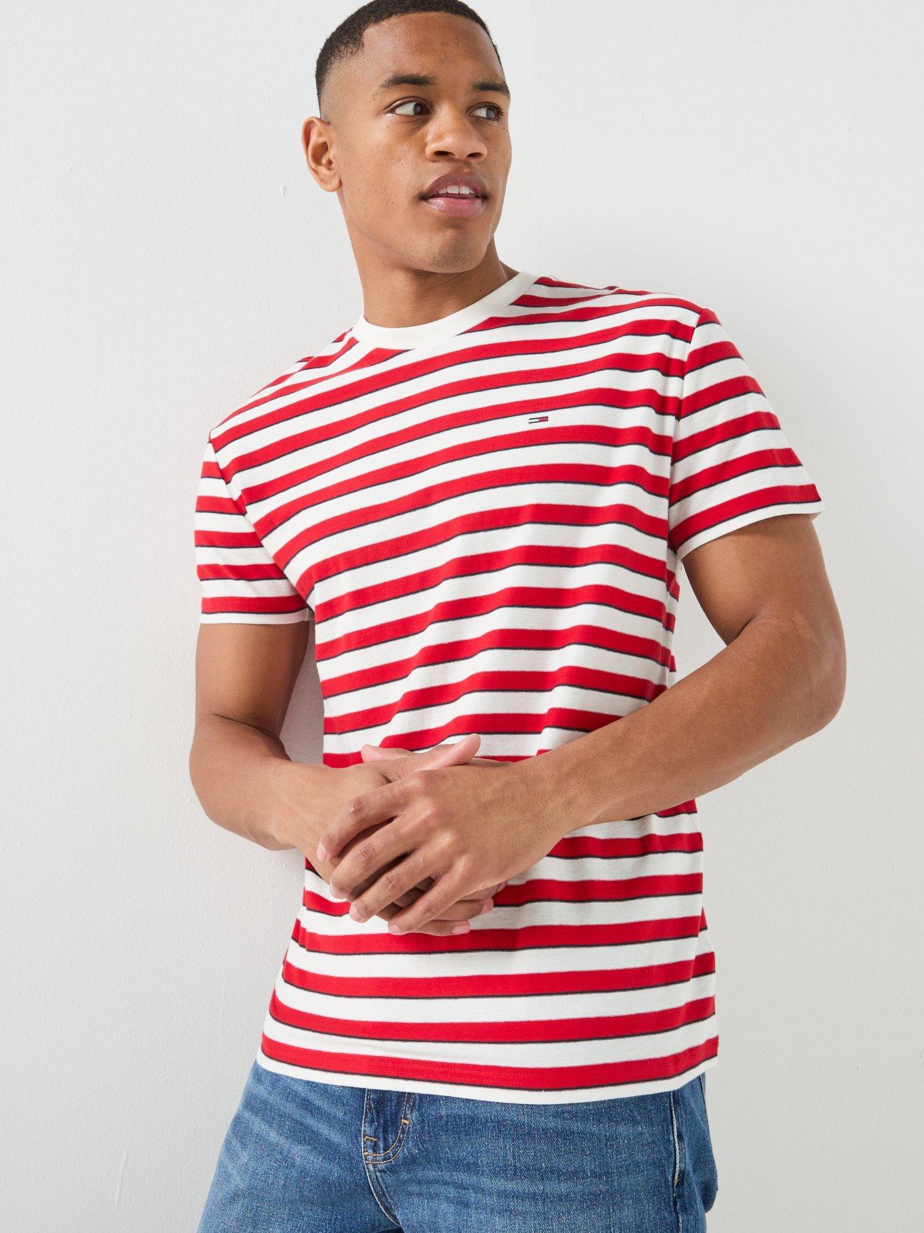 Tommy Jeans Stripe Crew Neck T-Shirt - Red