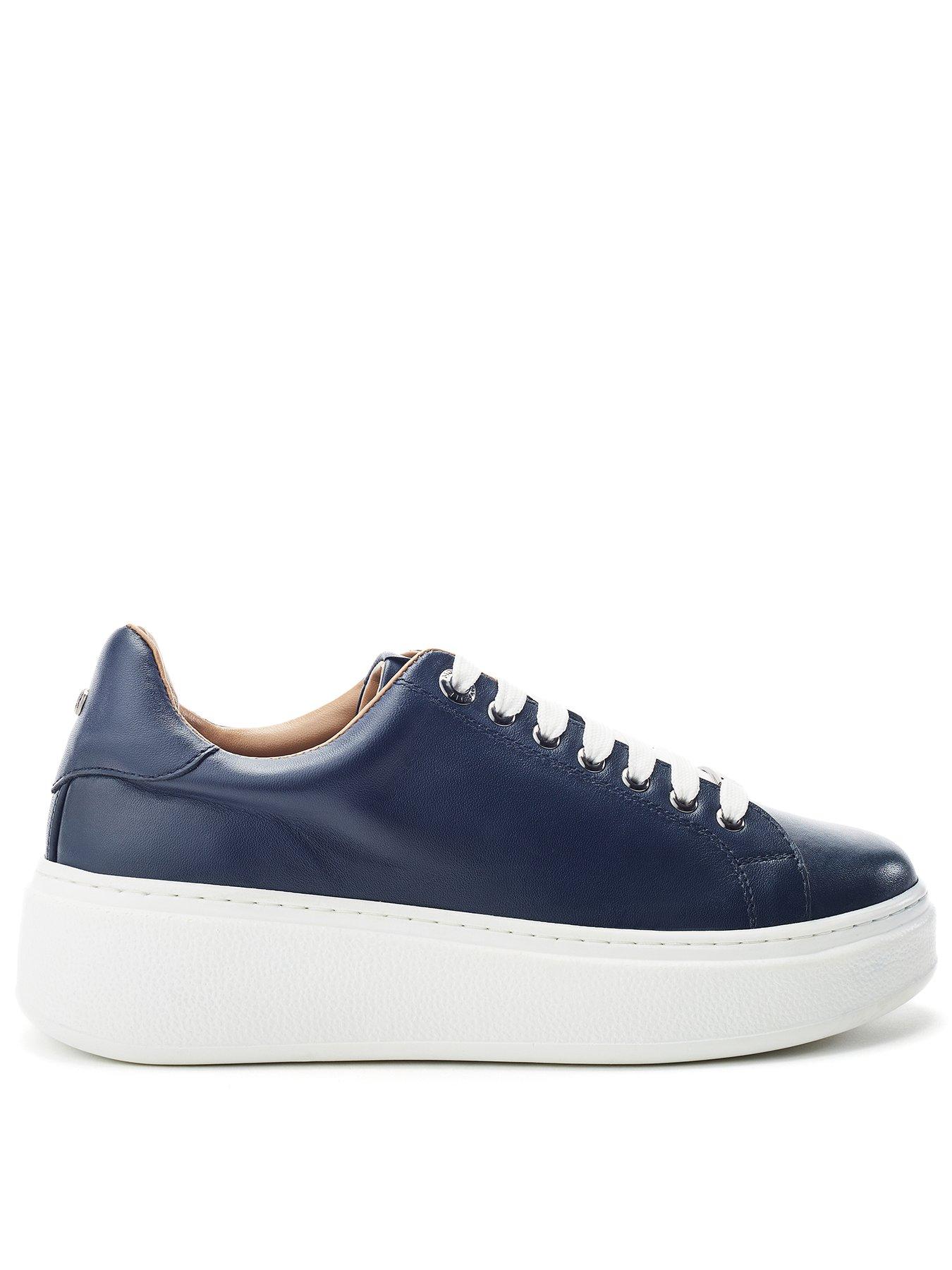 Moda In Pelle Cherrie Navy Leather Slab Sole Trainer