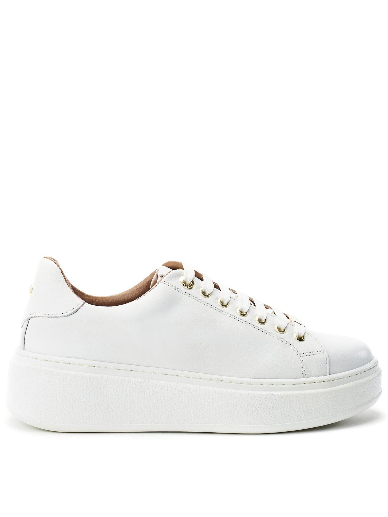 Moda In Pelle Cherrie White Leather Slab Sole Trainer