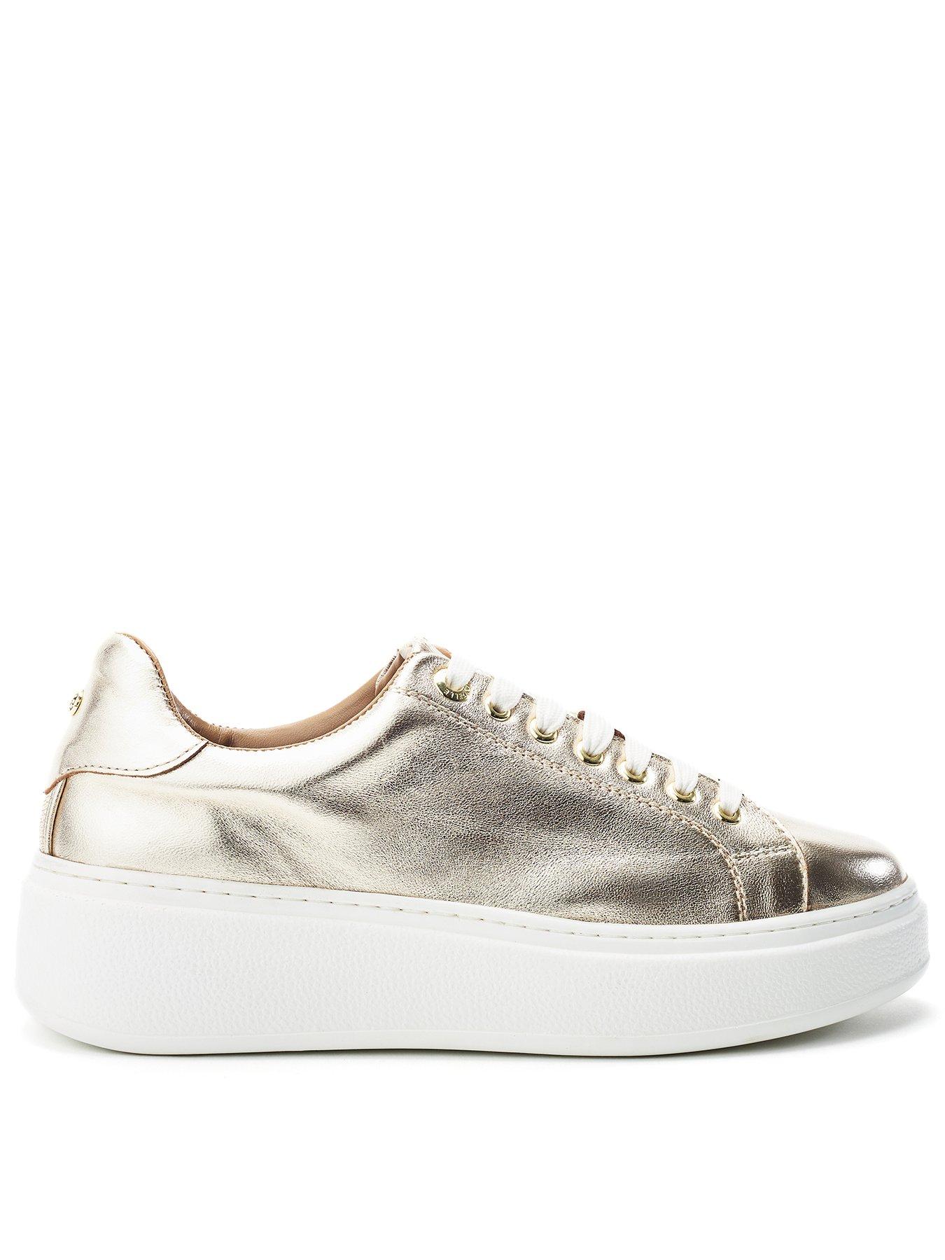 Moda In Pelle Cherrie Gold Leather Slab Sole Trainer, Gold, Size 4, Women