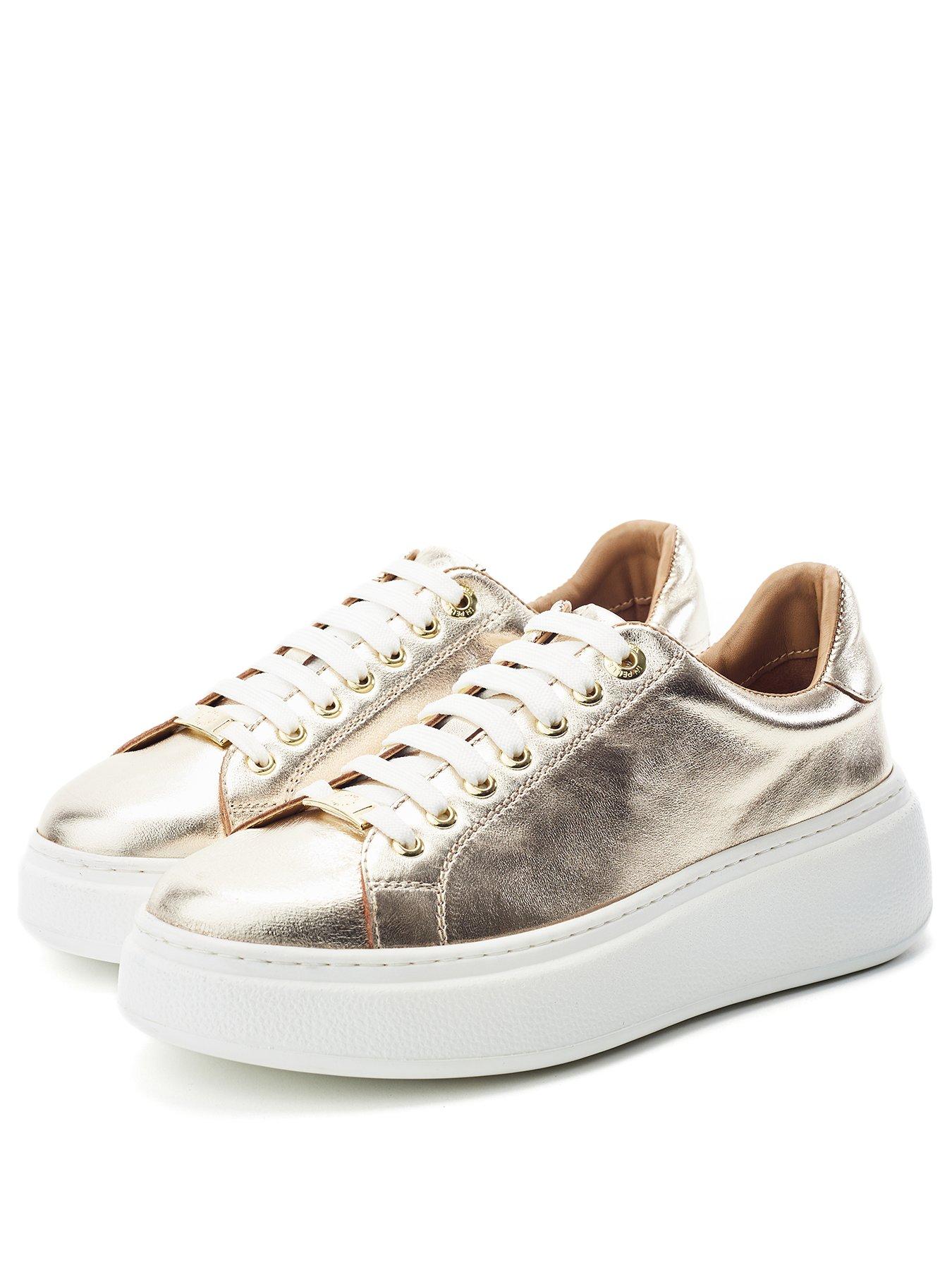 Image 2 of 3 of Moda In Pelle Cherrie Gold Leather Slab Sole Trainer