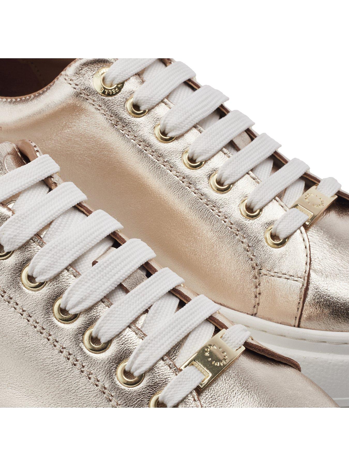 Image 3 of 3 of Moda In Pelle Cherrie Gold Leather Slab Sole Trainer