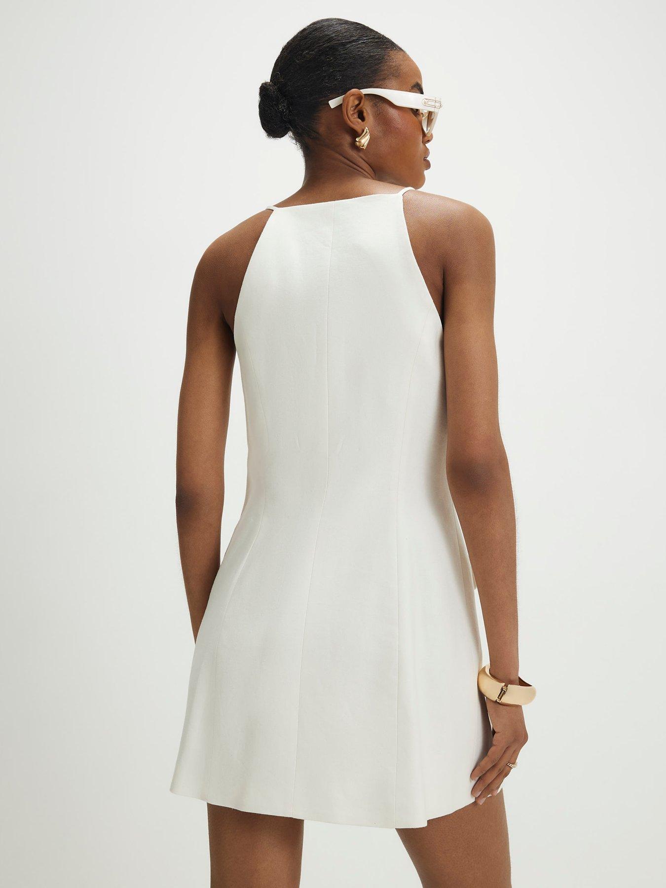 River Island Short Linen Button Mini Dress - White | Very