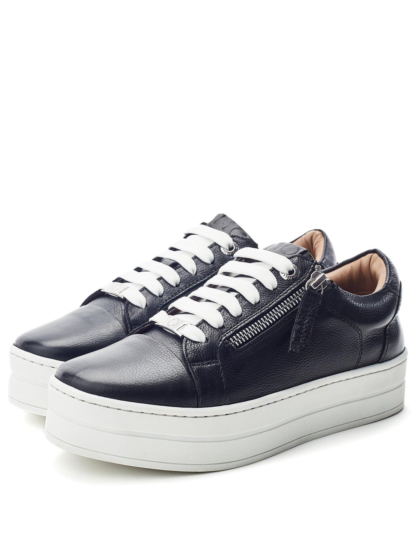 Image 2 of 4 of Moda In Pelle Abbee Black Leather Slab Sole Lace Up Trainer With Zip