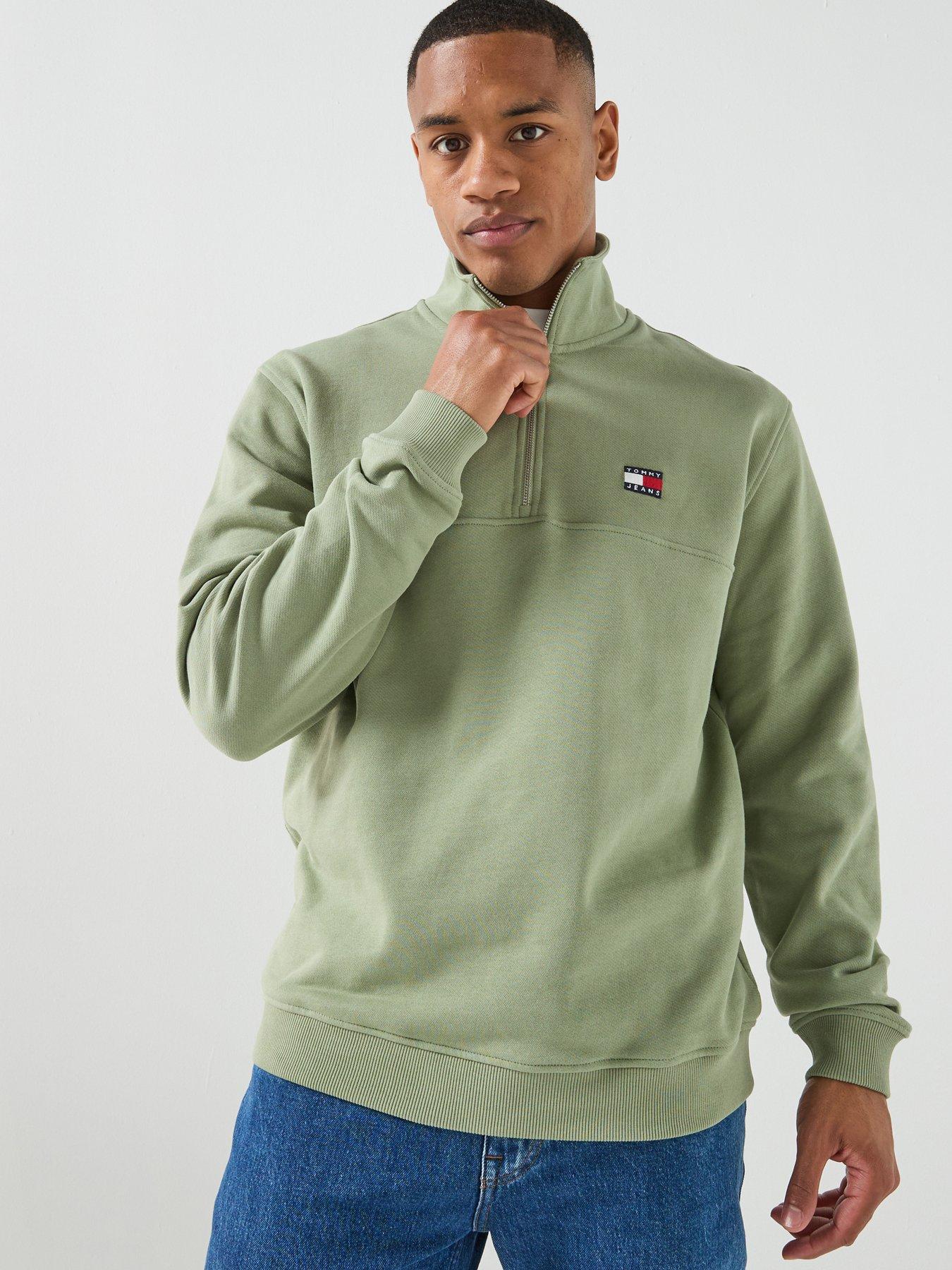 Tommy Jeans Badge 1/4 Zip Sweatshirt - Light Green