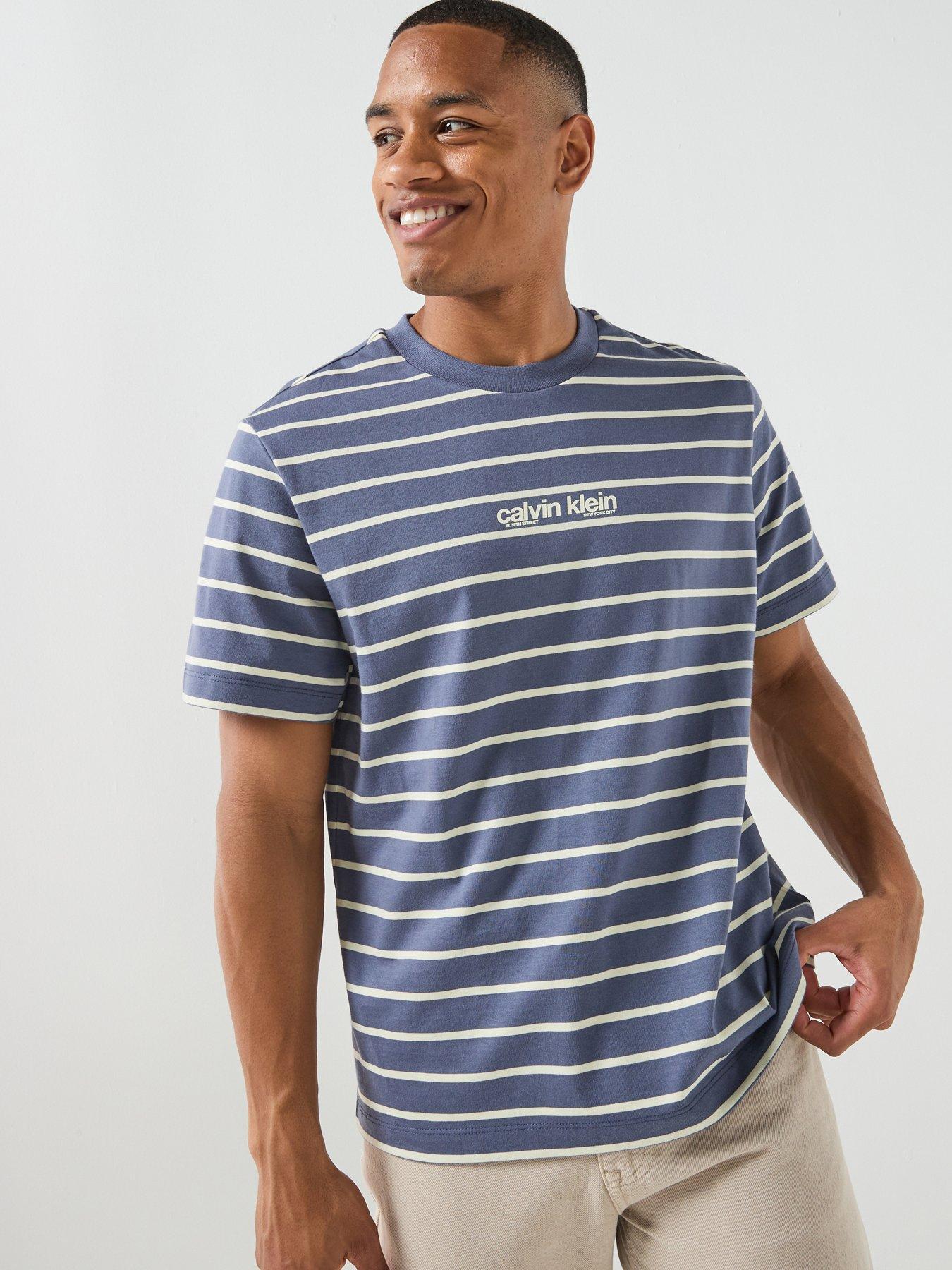 Calvin Klein Jeans Easy Stripe T-Shirt, Navy, Size S, Men
