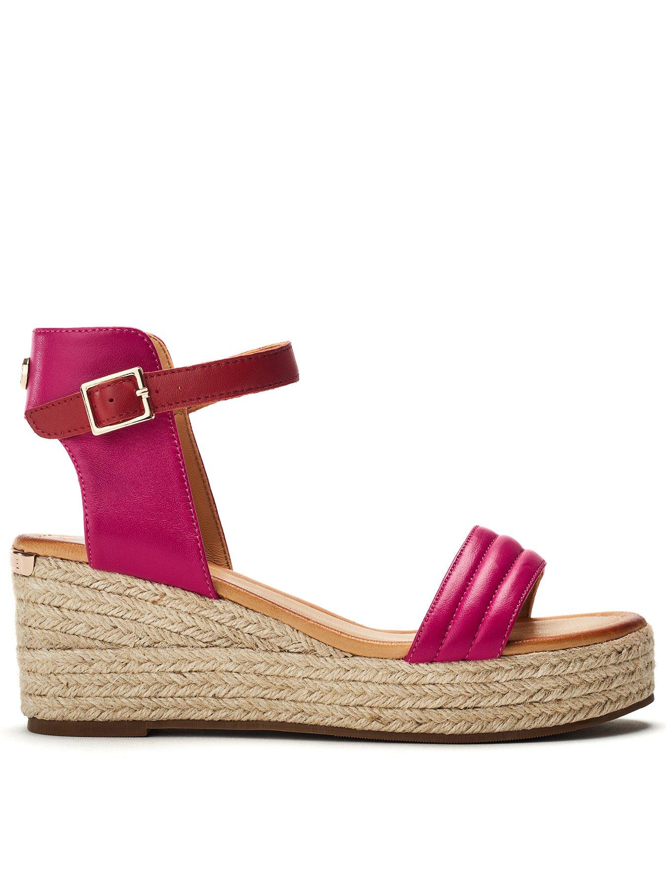 Moda In Pelle Kolanthia Pink Leather Padded Vamp Espadrile Wedge