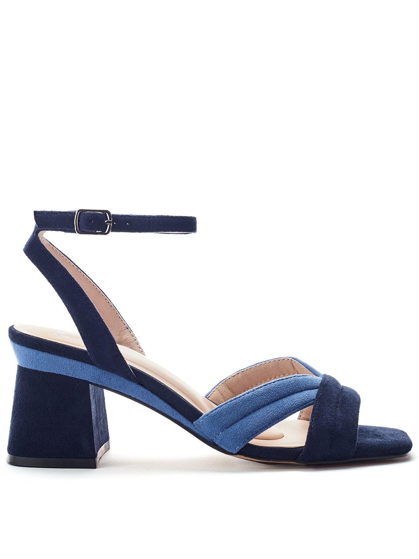 Moda In Pelle Madelia Navy Alcantara Block Heel Strappy Sandal, Navy, Size 3, Women