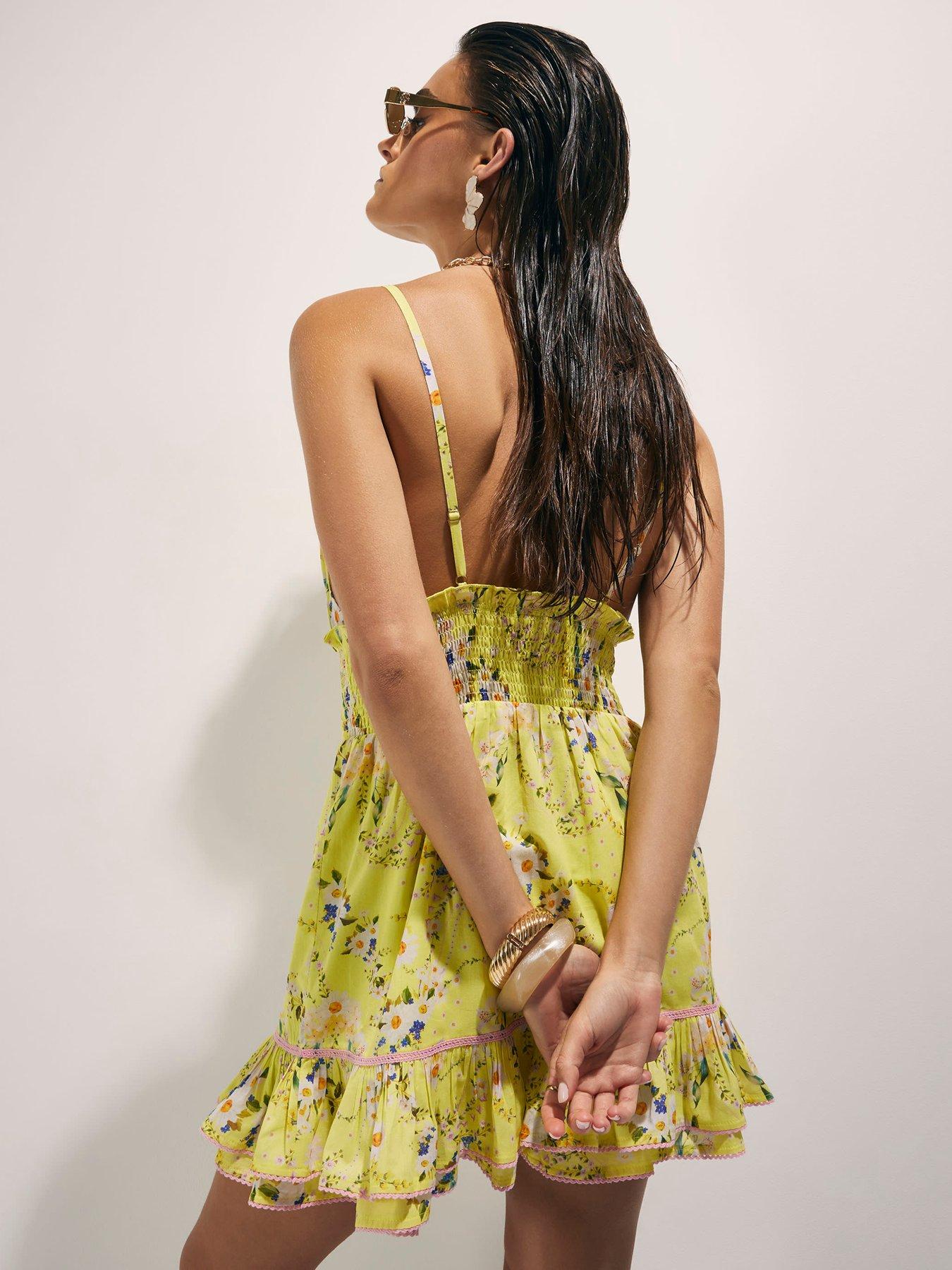 Image 2 of 6 of River Island Daisy Floral Print Mini Dress - Yellow