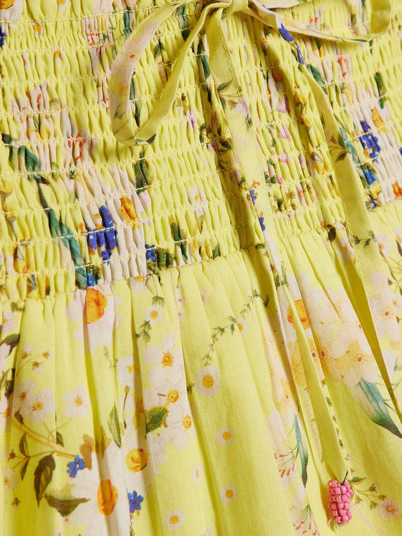 Image 5 of 6 of River Island Daisy Floral Print Mini Dress - Yellow