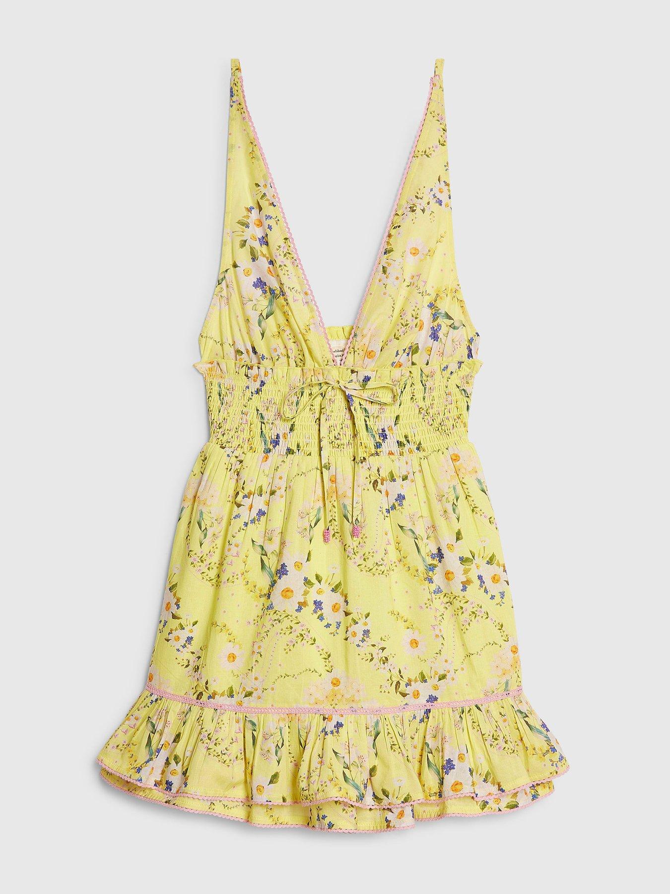 Image 6 of 6 of River Island Daisy Floral Print Mini Dress - Yellow
