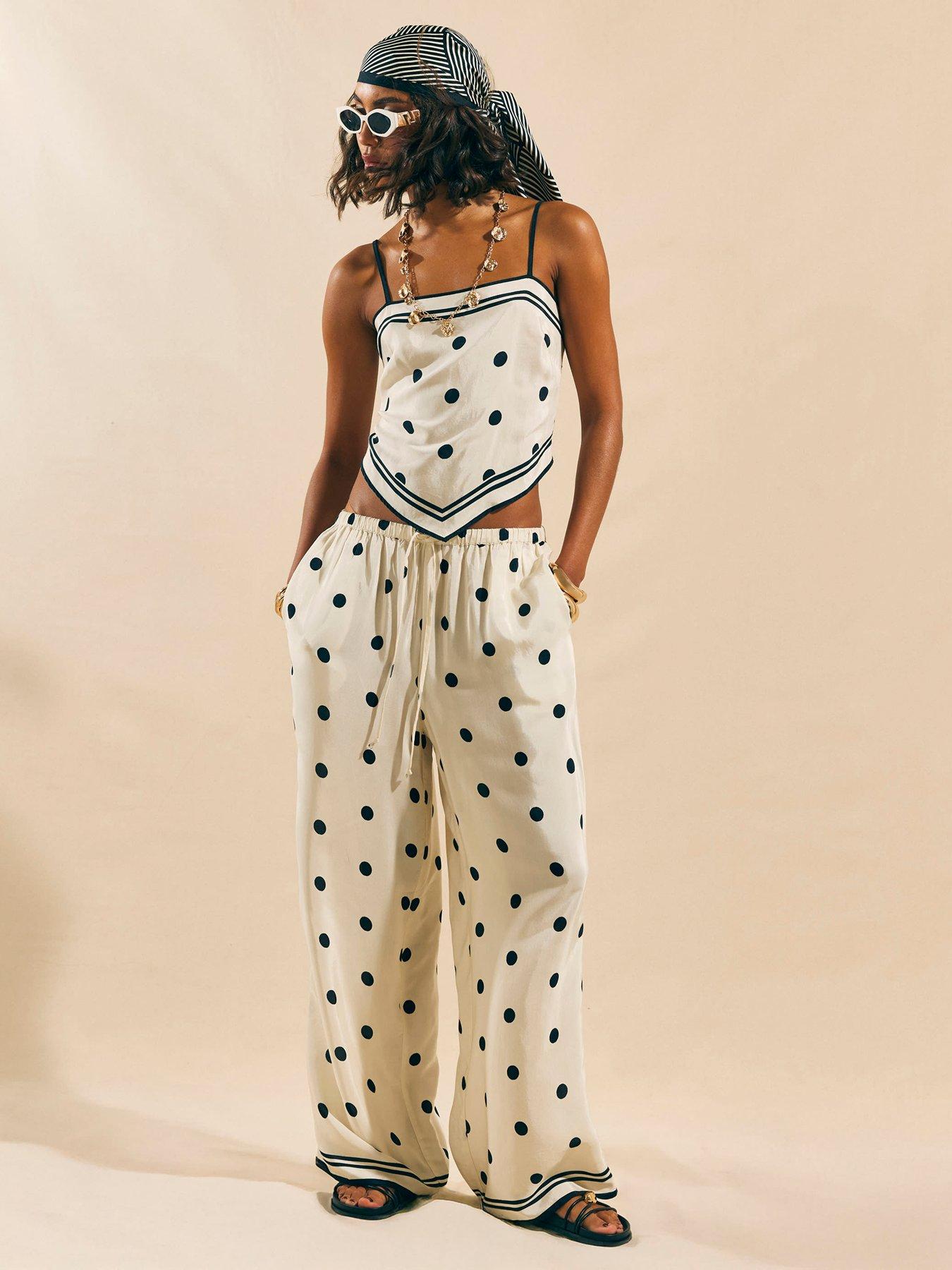 Image 1 of 5 of River Island Spot Print Co-ord Trouser - Cream