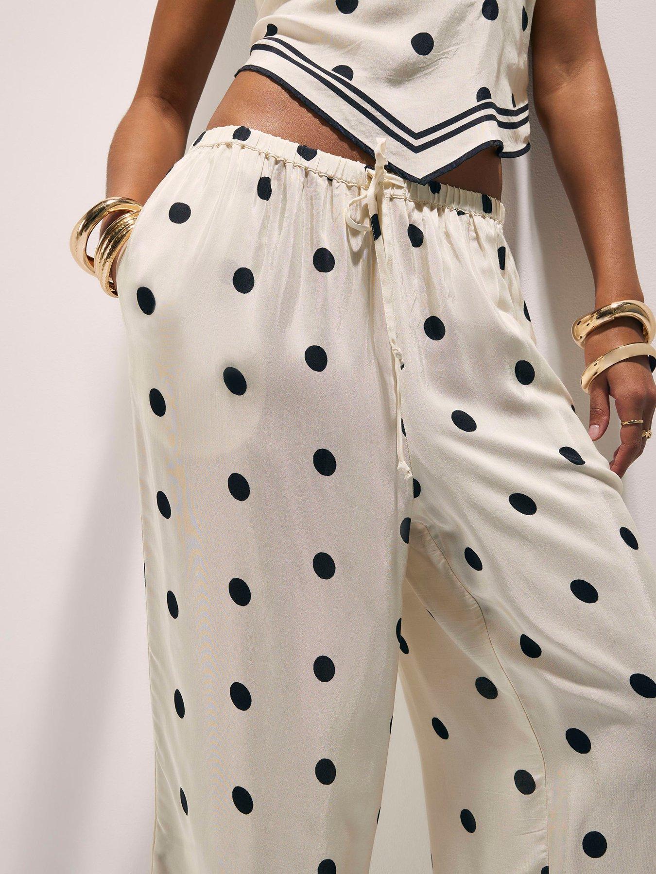 Image 3 of 5 of River Island Spot Print Co-ord Trouser - Cream