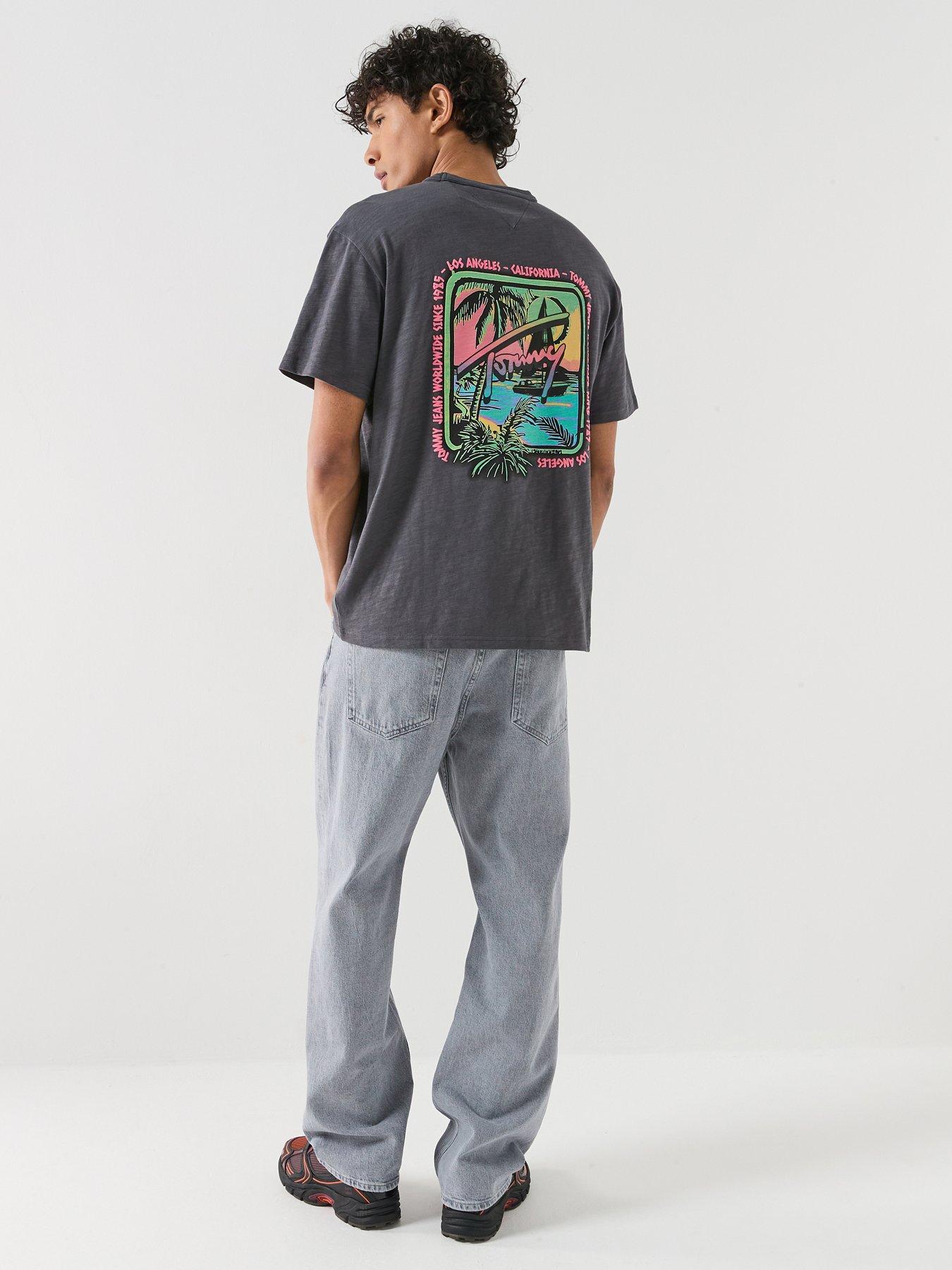 Tommy Jeans Relaxed Novelty Back Print Graphic T-Shirt, Black, Size Xl, Men