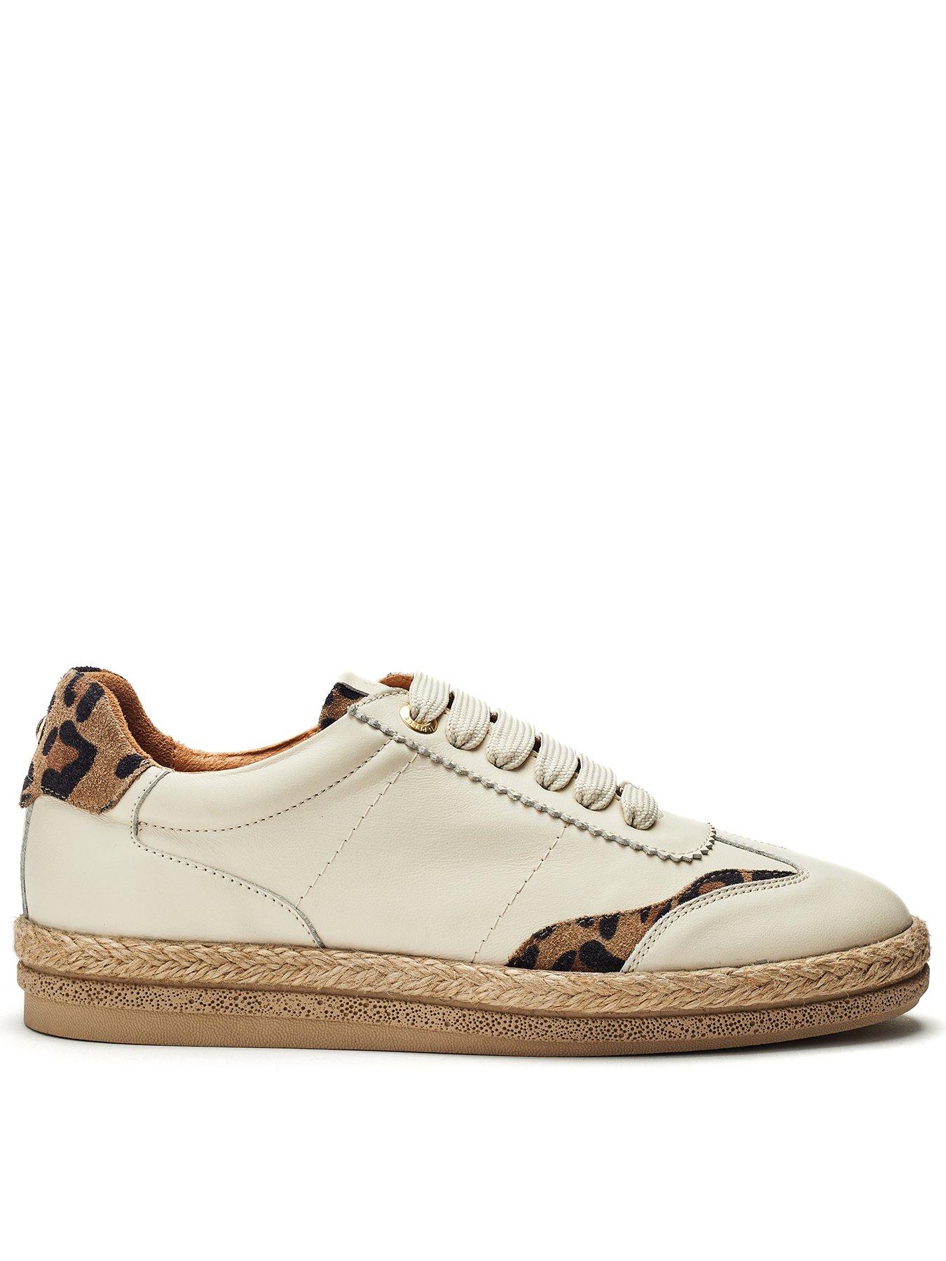 Moda In Pelle Baibe Off White Leather Multi Panel Trainer On Espadrille Sole Unit