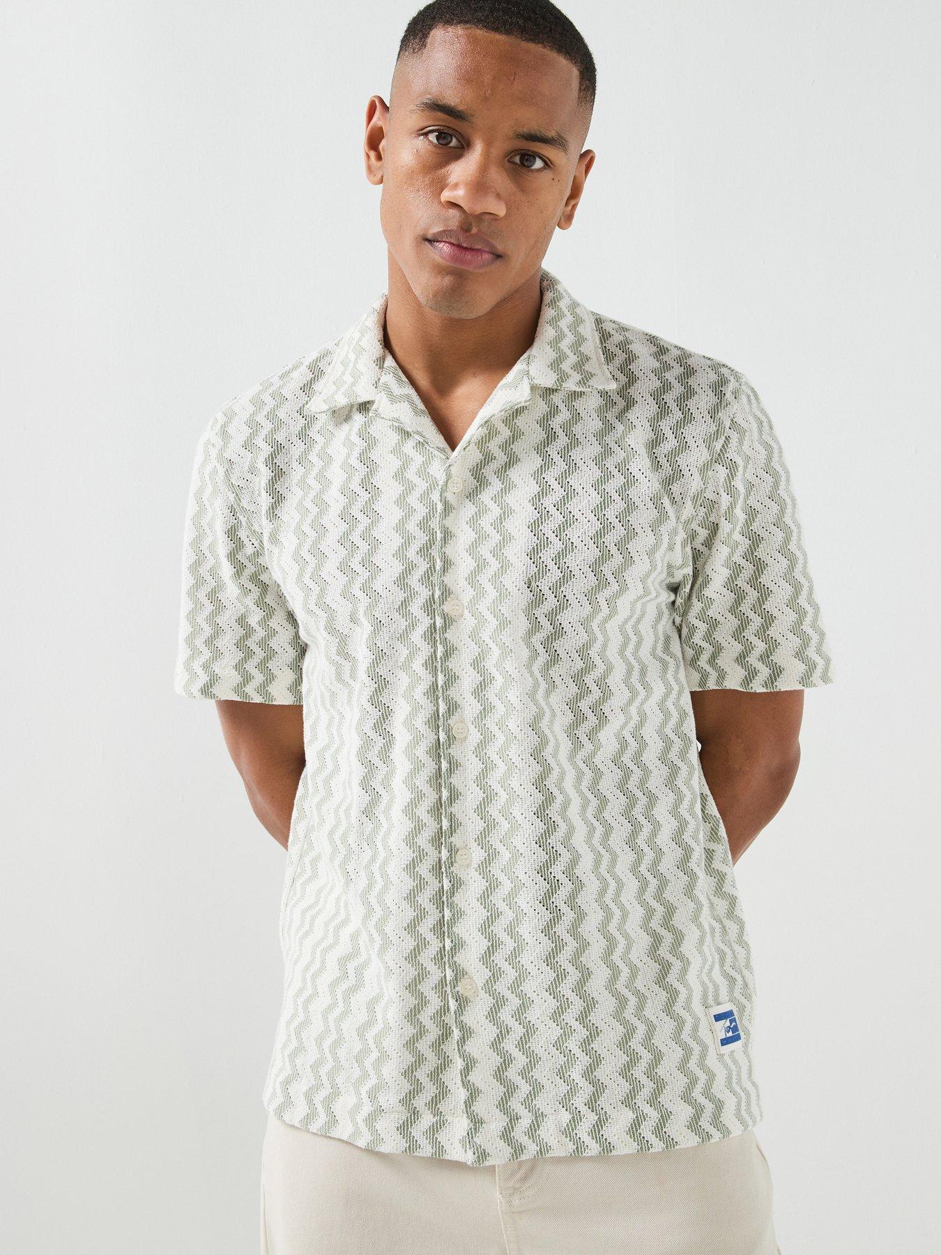 Image 1 of 6 of Tommy Jeans Club Textured Short Sleeve Shirt - Light Green