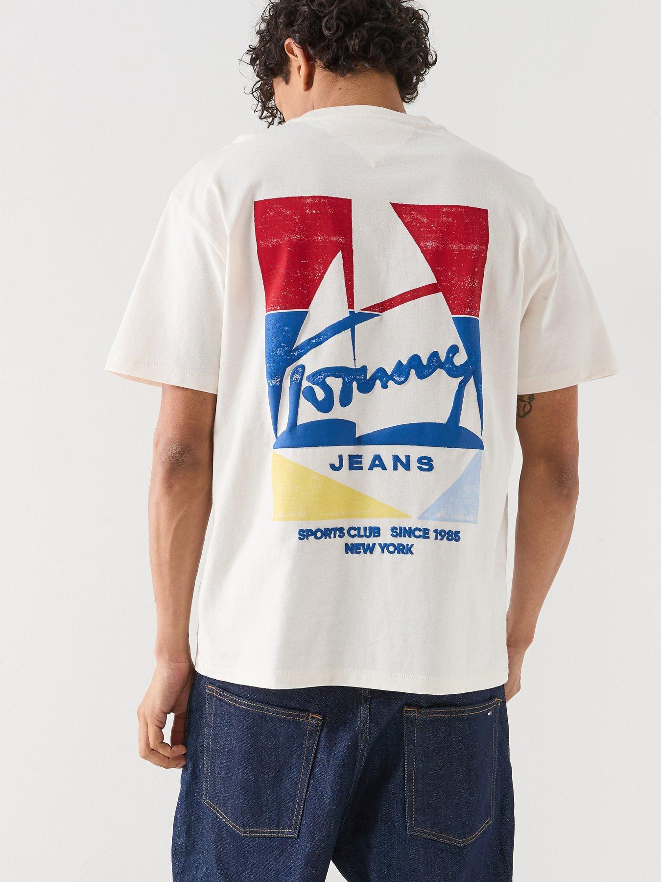 Tommy Jeans Relaxed Fit Back Graphic Sailboat T-Shirt, White, Size 2Xl, Men