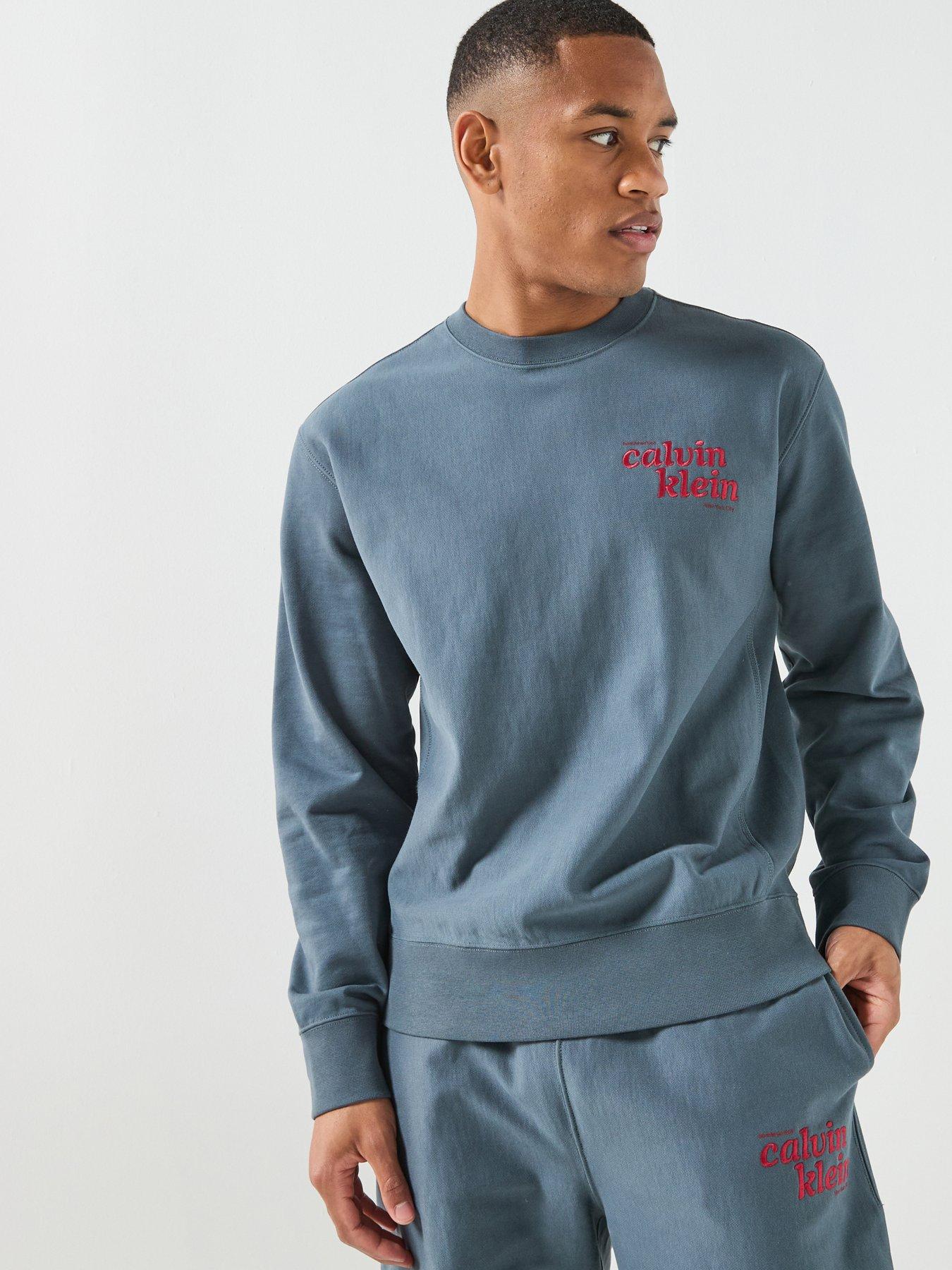 Calvin Klein Jeans Premium Terry Crew Sweatshirt, Dark Green, Size Xl, Men