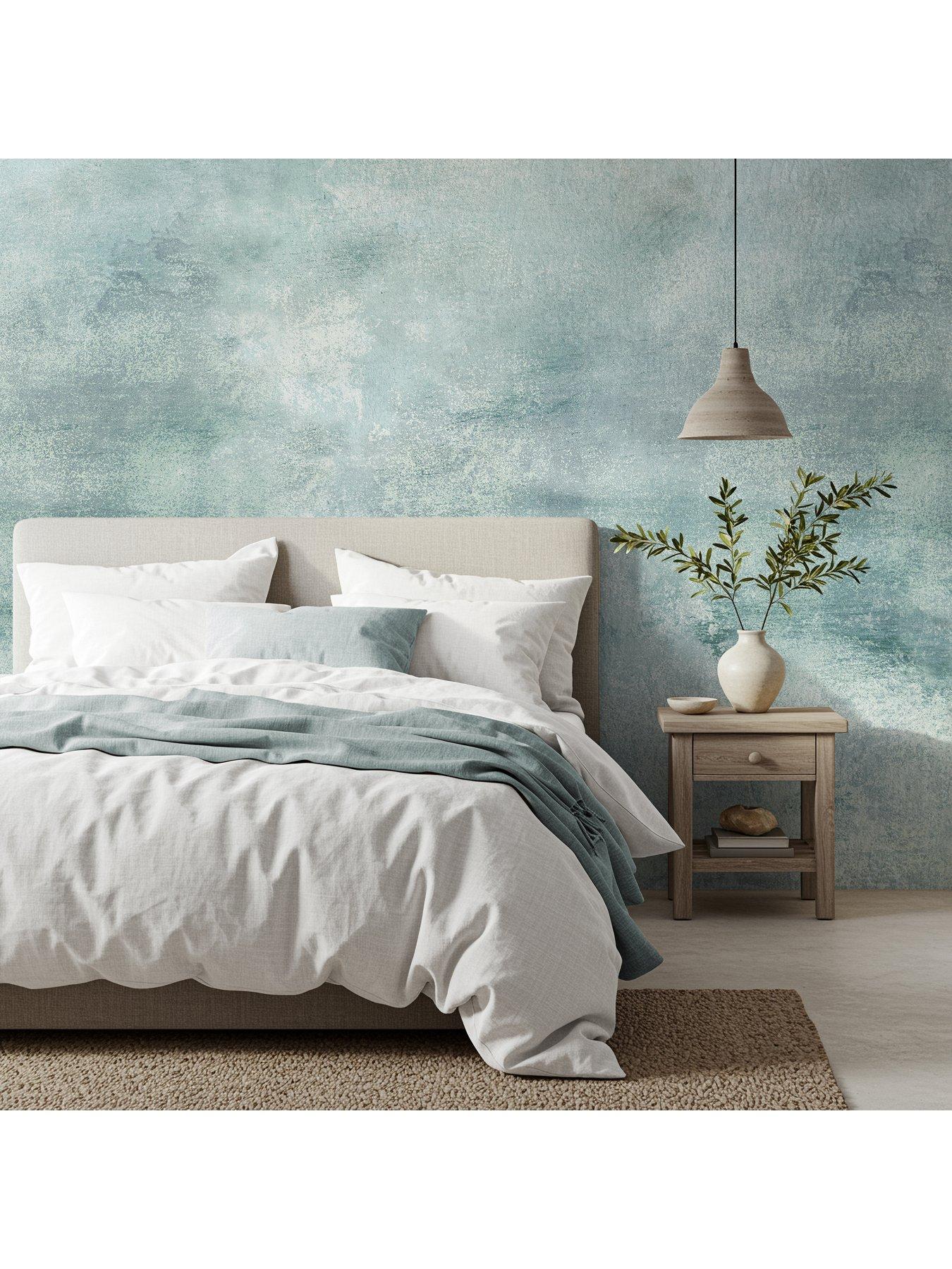 The Very Collection Distressed Texture Mural-Mineral Blue Wallpaper | Very