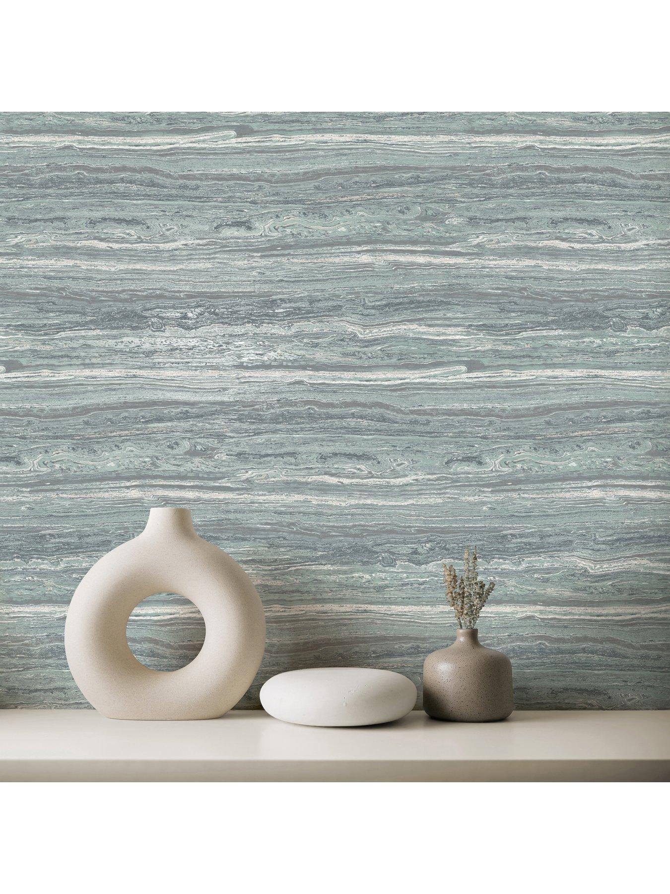 Image 2 of 3 of The Very Collection Textured Stone-Abyss Blue Wallpaper