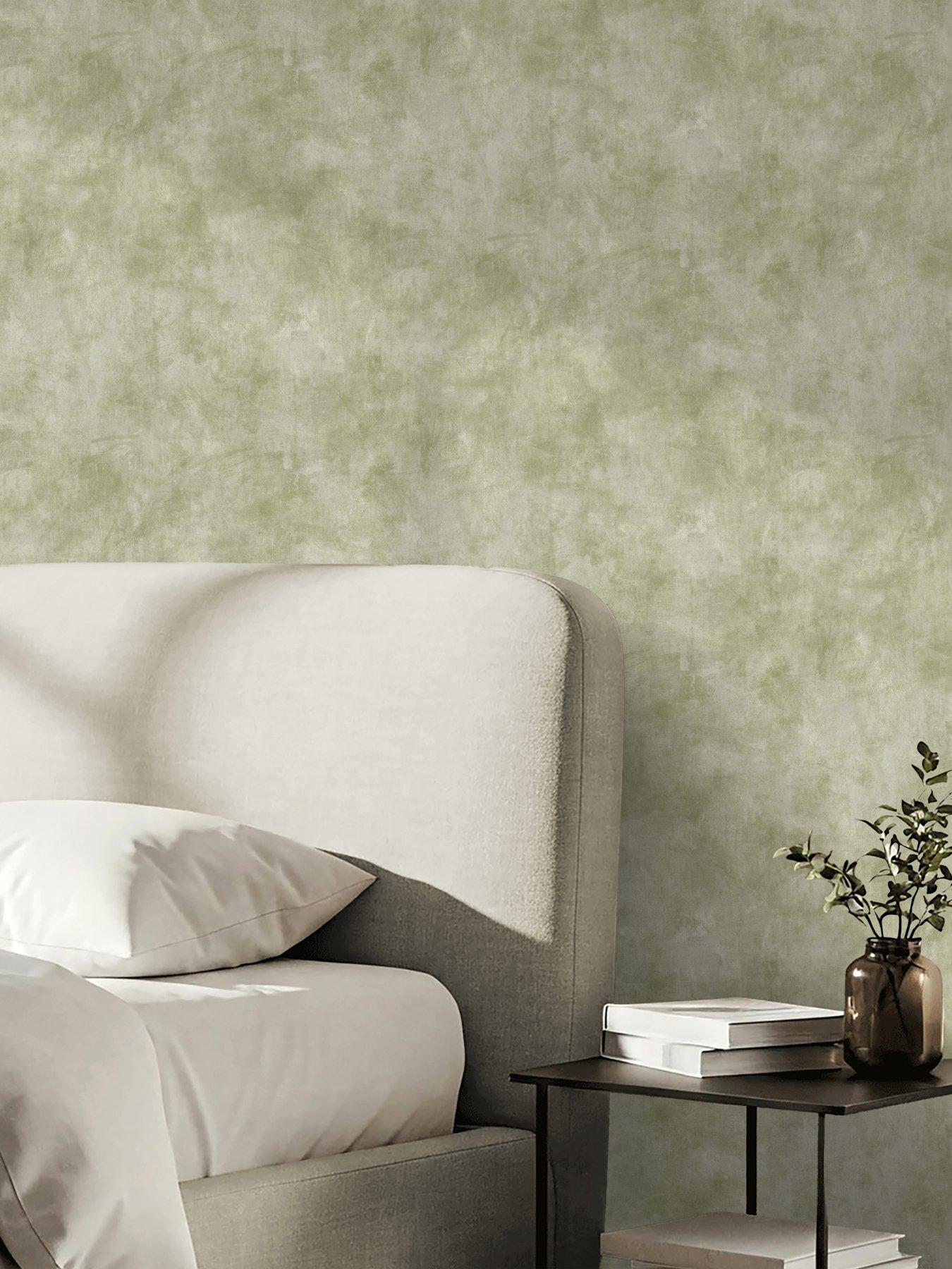 Image 1 of 3 of The Very Collection Limewash Plaster-Boa Green Wallpaper