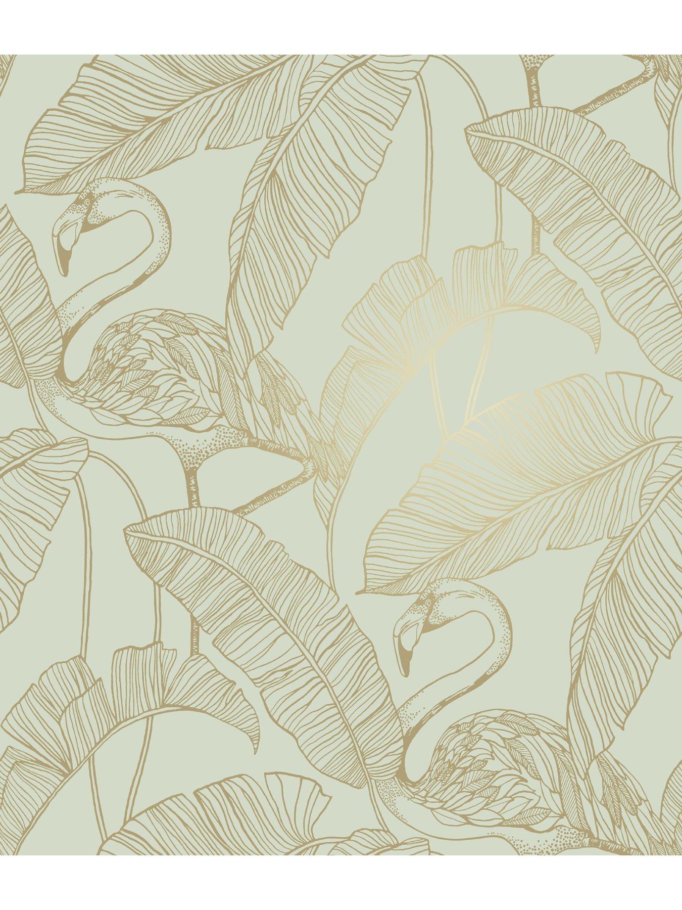 Image 3 of 3 of The Very Collection Flamingo- Mint Wallpaper