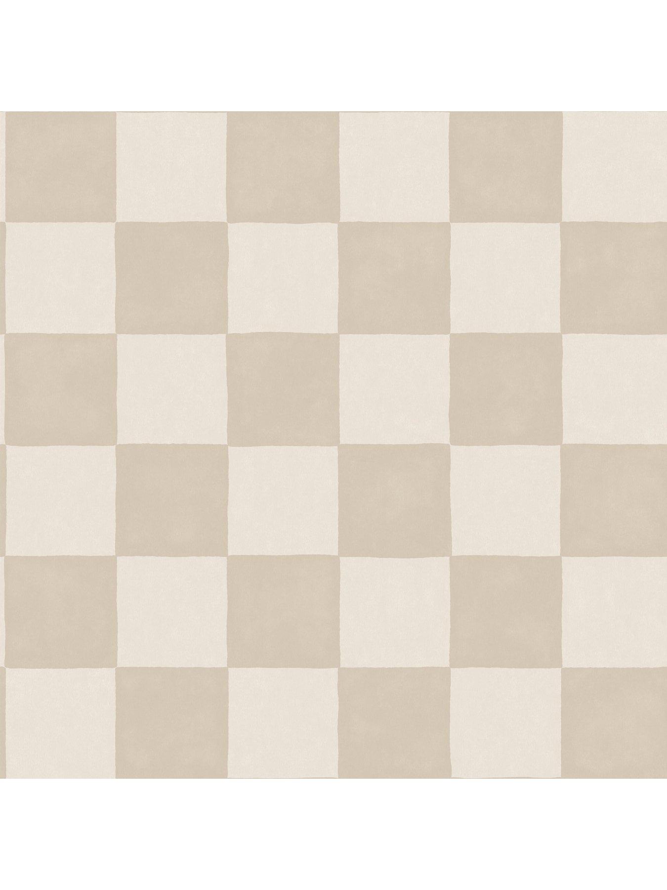 Image 3 of 3 of The Very Collection Checker Square- Natural Wallpaper