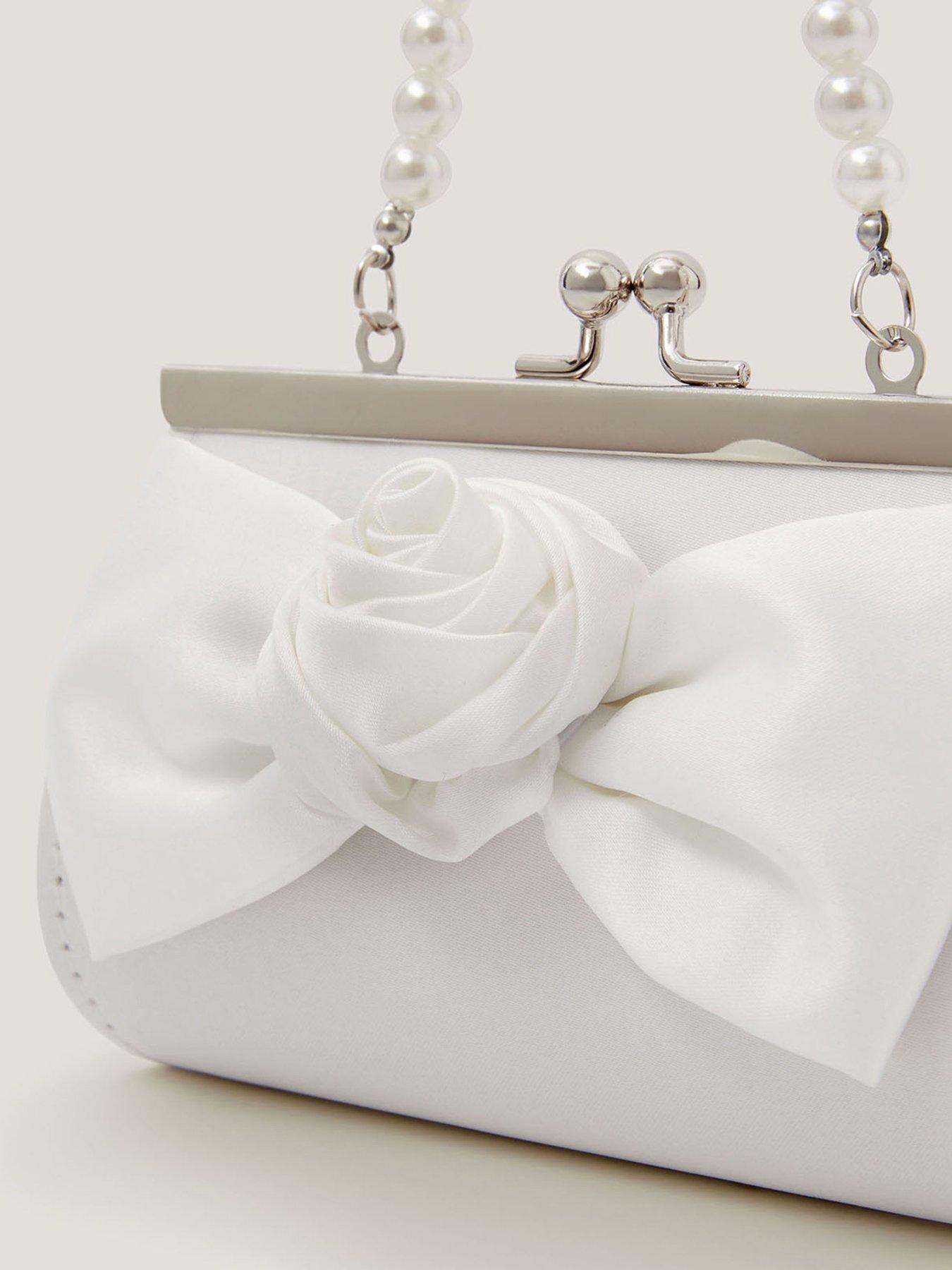 Image 3 of 4 of Monsoon Girls Mini Bridesmaid Rose Bow Bag - Light Cream