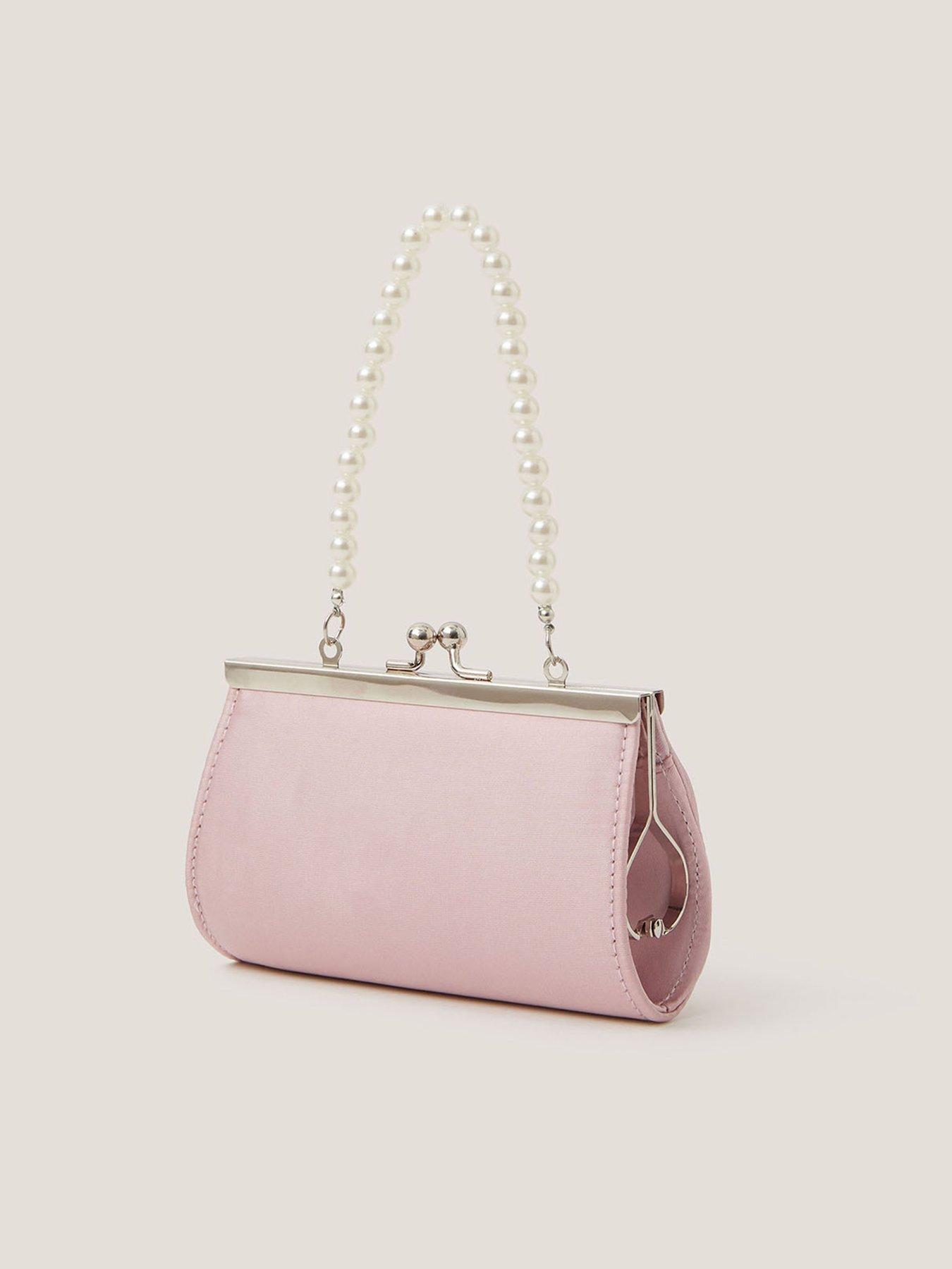 Image 2 of 4 of Monsoon Girls Mini Bridesmaid Rose Bow Bag - Light Pink