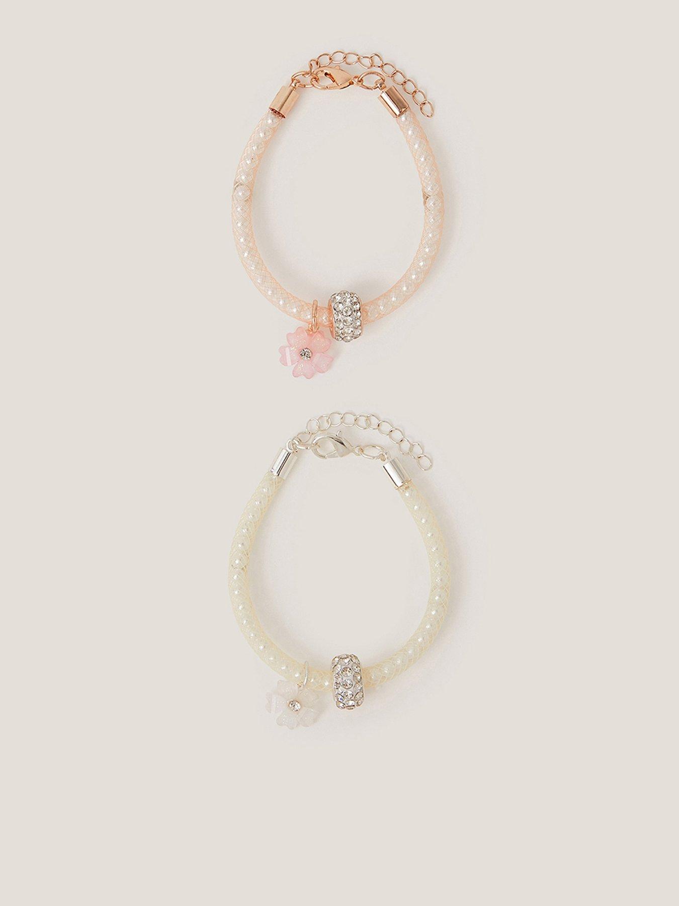 Monsoon Girls 2 Pack Pearl Encased Bracelets - Pink