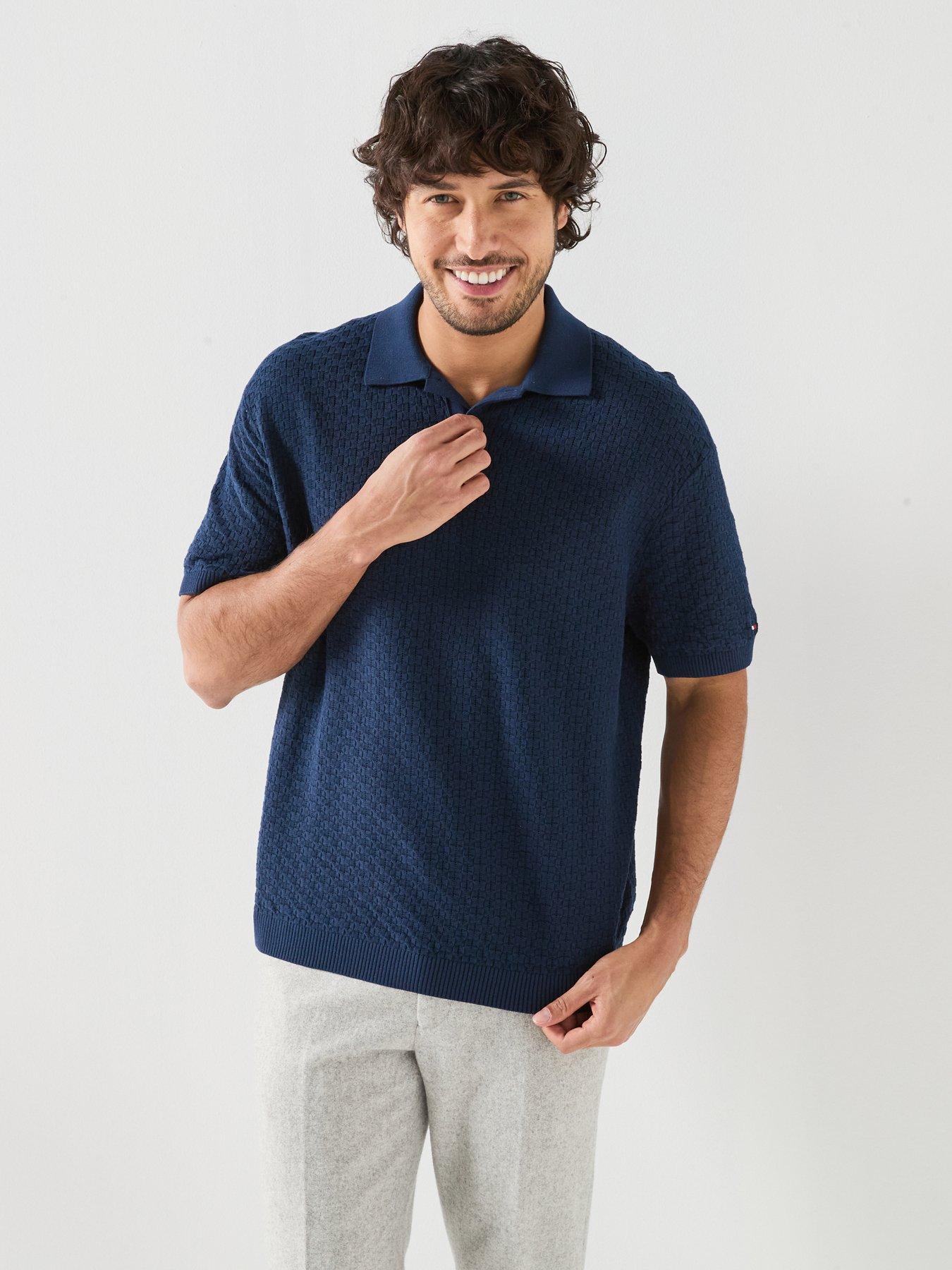 Image 1 of 6 of Tommy Hilfiger Washed Structured Polo Shirt - Carbon Navy