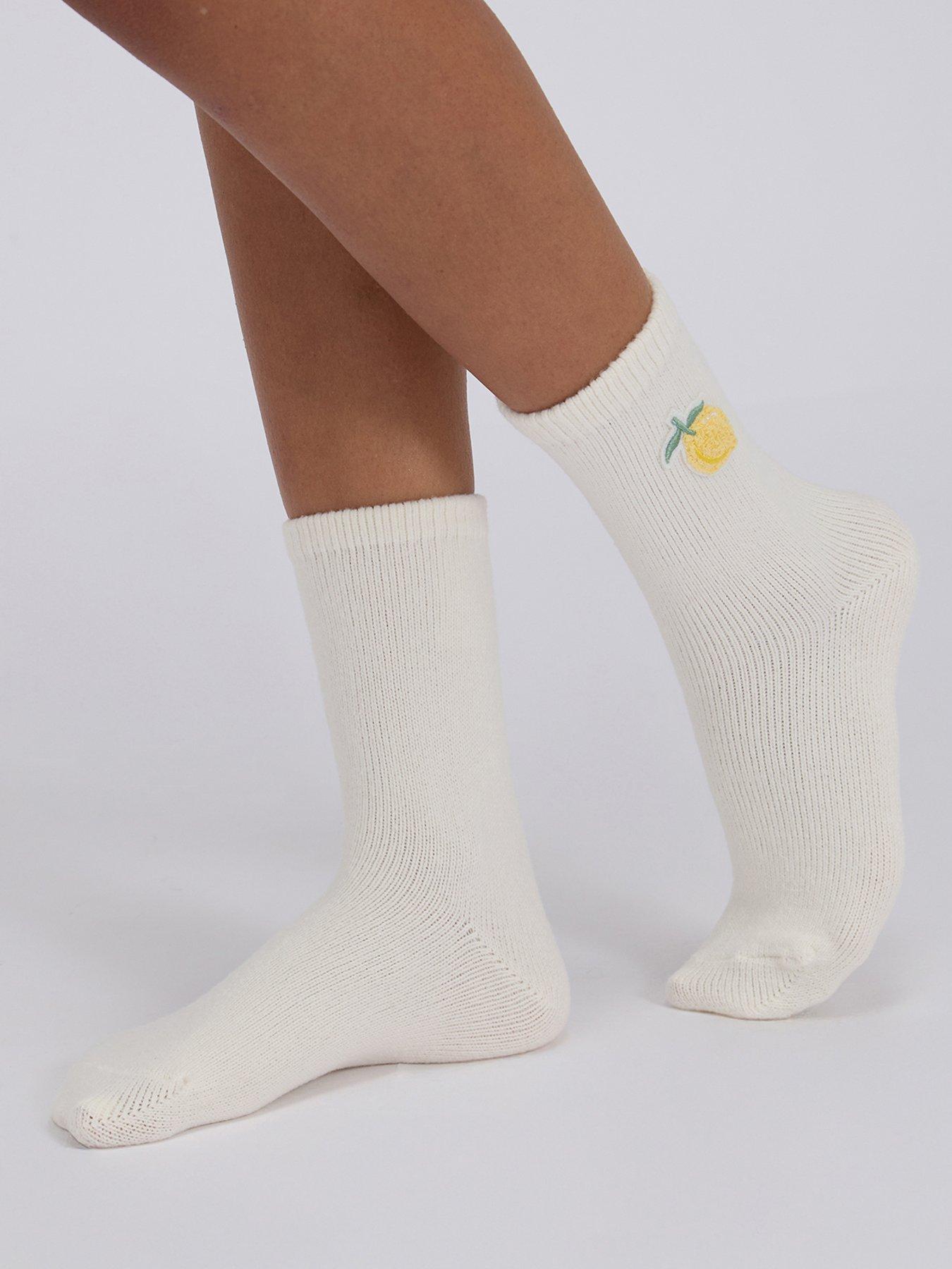 Image 1 of 3 of Boux Avenue Boux Avenue Lemon Cosy Sock - Ivory Mix