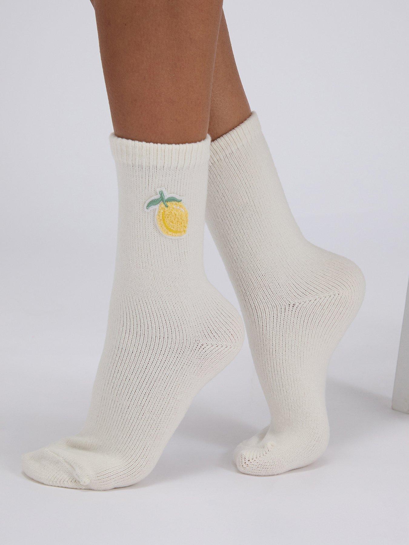 Image 2 of 3 of Boux Avenue Boux Avenue Lemon Cosy Sock - Ivory Mix