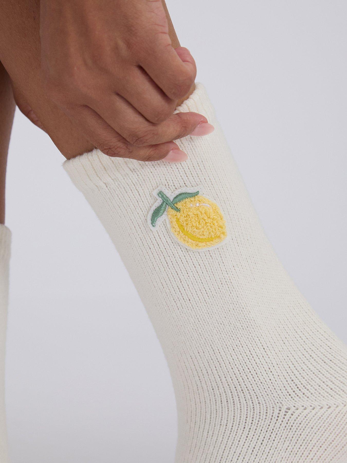 Image 3 of 3 of Boux Avenue Boux Avenue Lemon Cosy Sock - Ivory Mix