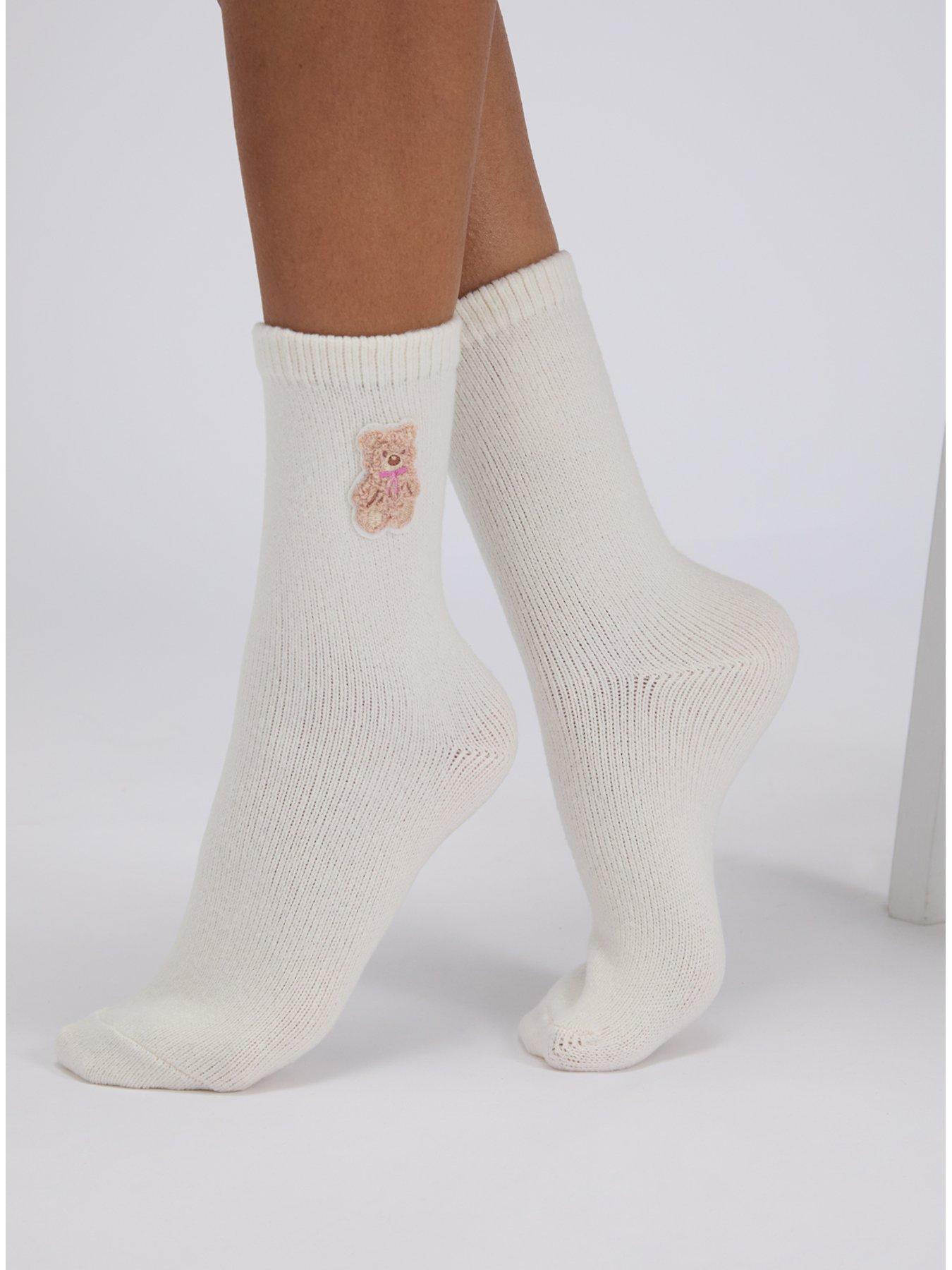 Image 2 of 5 of Boux Avenue Teddy Bear 2 Pack Cosy Socks - Multi