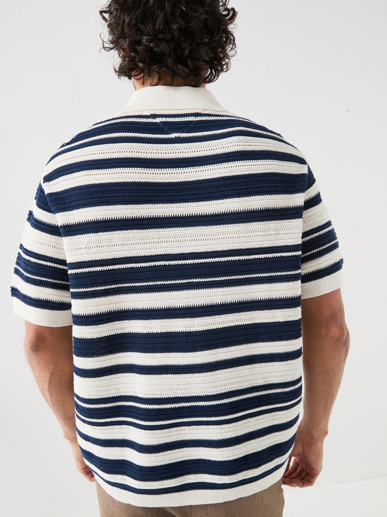 Image 2 of 6 of Tommy Hilfiger Breton Stripe Knitted Shirt - Blue