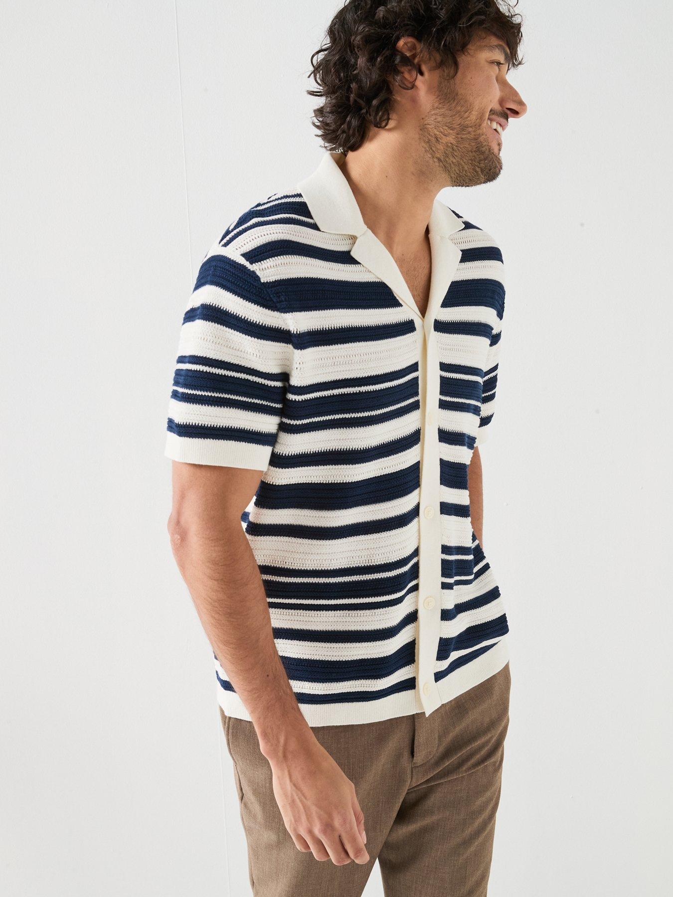 Image 5 of 6 of Tommy Hilfiger Breton Stripe Knitted Shirt - Blue